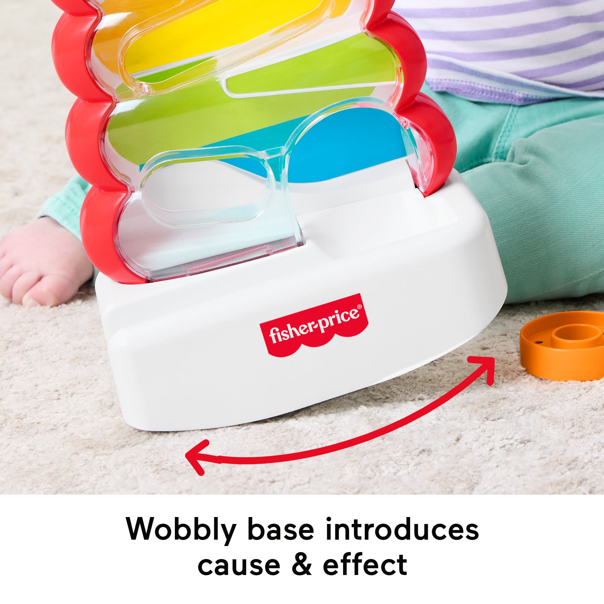 Fisher-Price Drop Through Rock-A-Stack Baby & Toddler Developmental Activity Toy. 5 Coins - Image 4