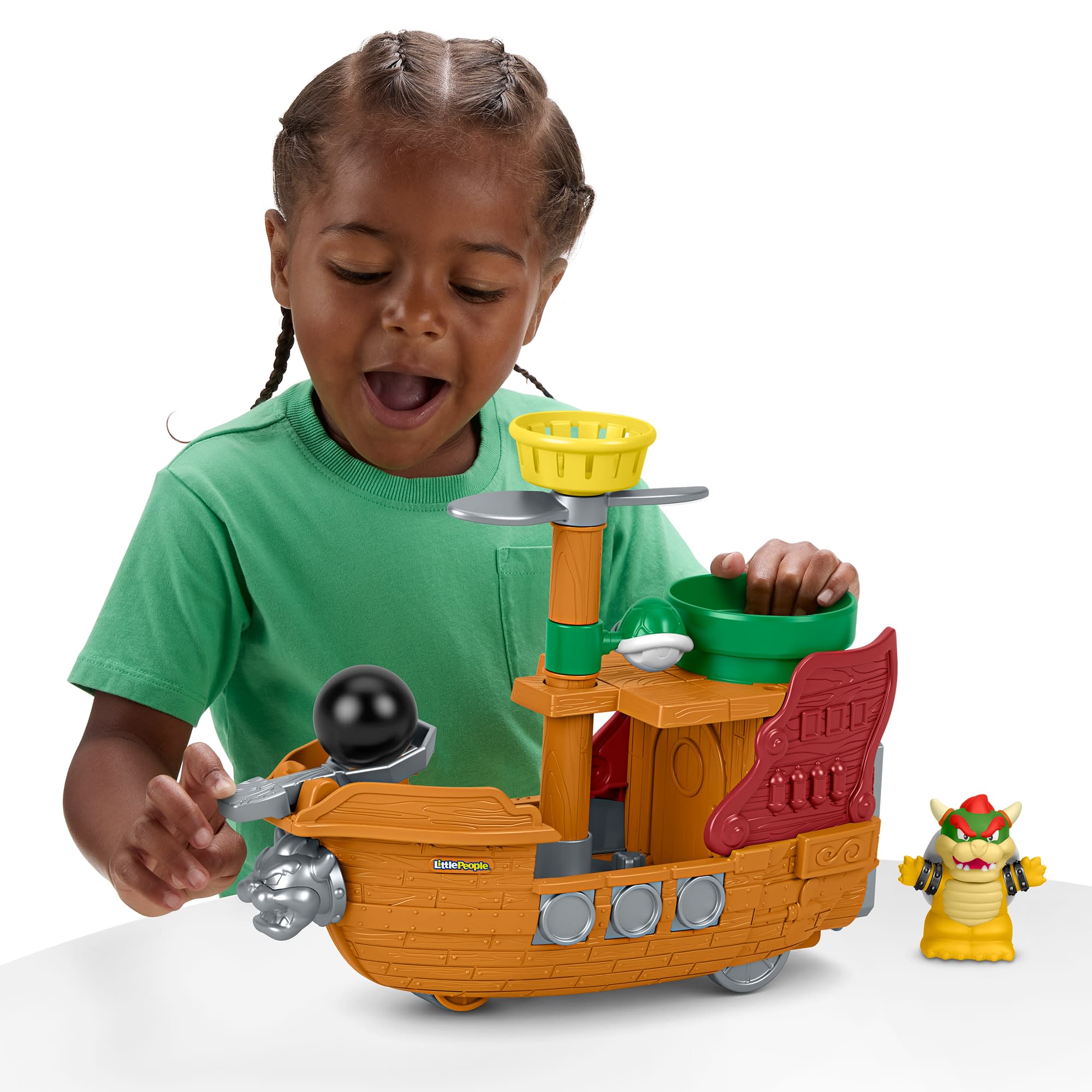 Fisher-Price Little People My Mario Bowser's Airship & Figure Set Toddler Toy