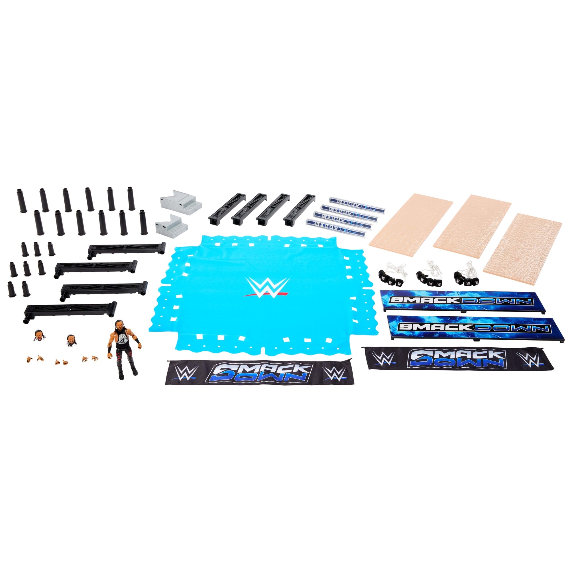 WWE Smack Down Wrestling Ring and WWE Ultimate Edition Jacob Fatu Figure - Image 6