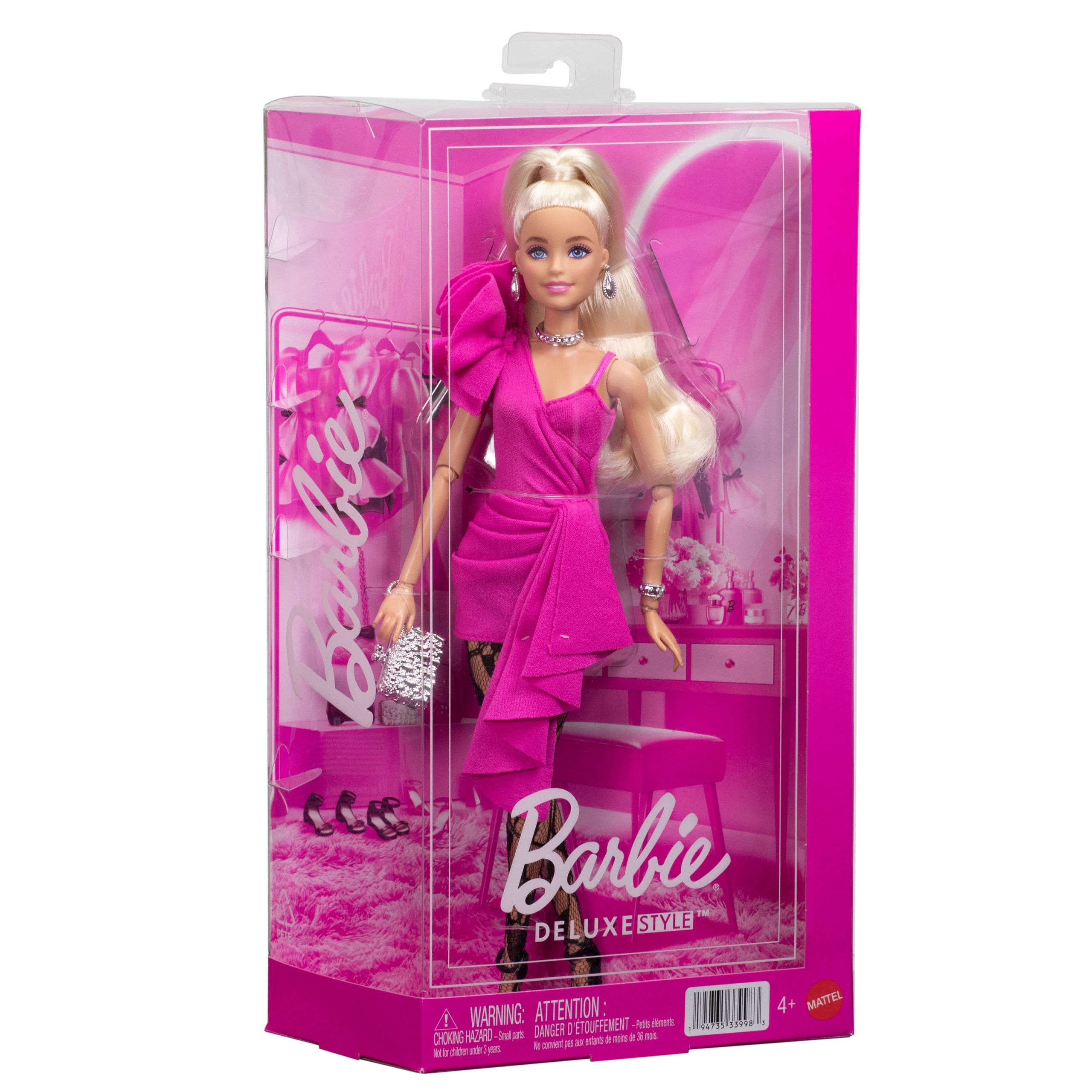 Barbie Deluxe Style Doll #15 in Hot Pink Barbiecore Dress With Lace Tights And Blonde Ponytail - Image 6