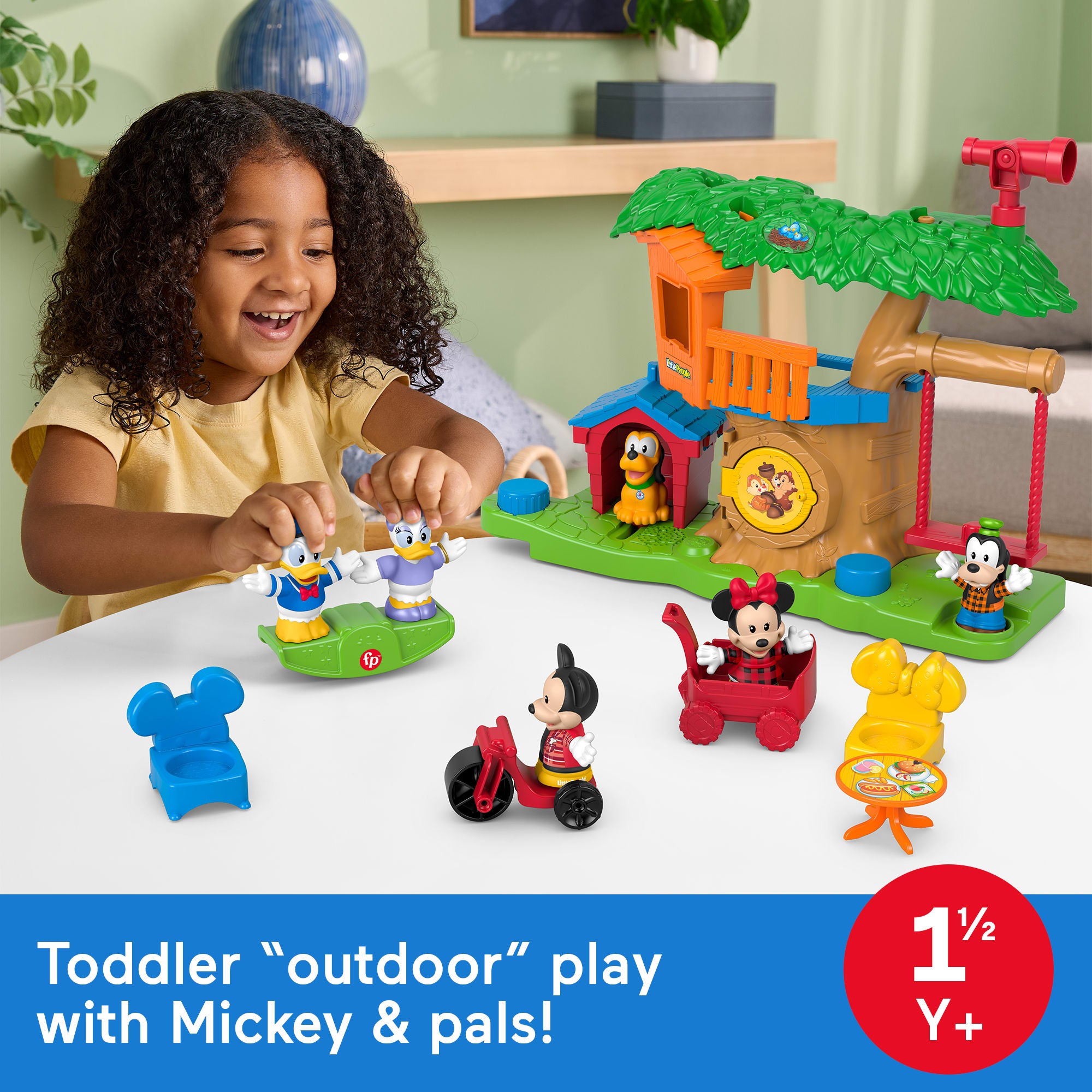 Fisher-Price Little People Disney Jr Mickey & Minnie Tree Fort Toddler Musical Playset & Figures - Image 2