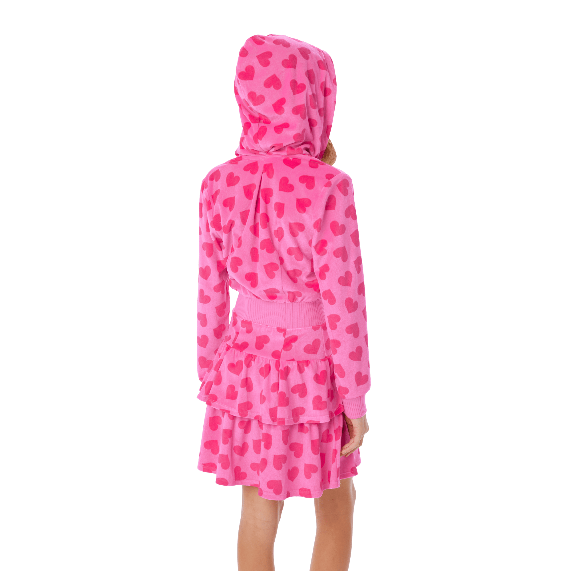 Pink Hearts Hoodie Dress for Girls - Image 4