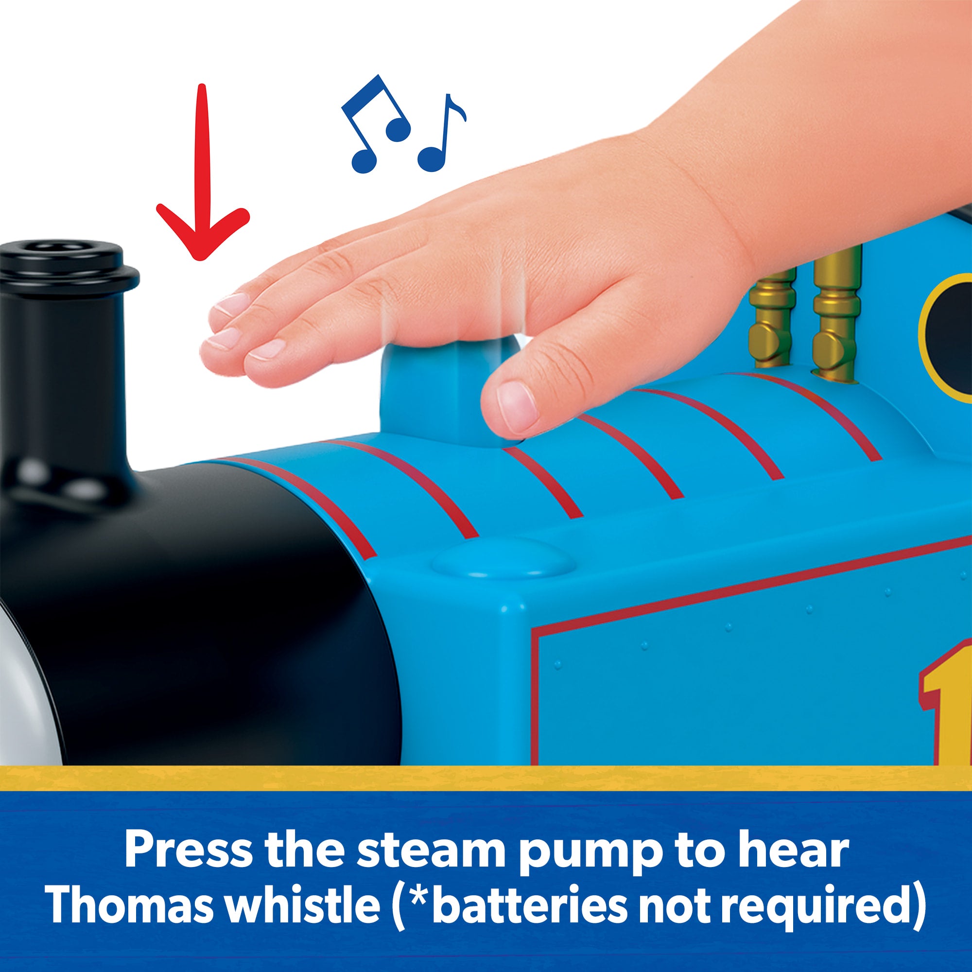 Thomas & Friends Giant Whistling Thomas From Fisher-Price. Large-Scale Engine With Push-Button Sound - Image 3