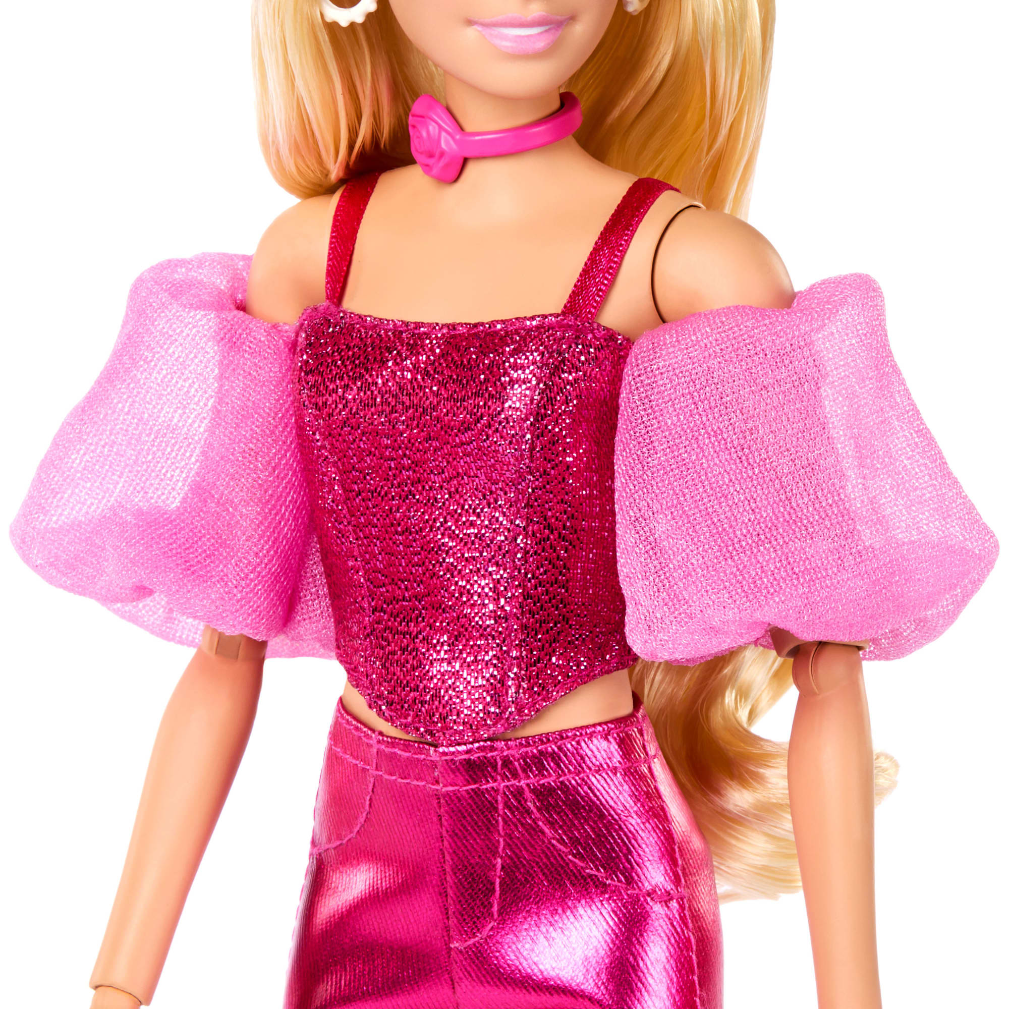 Barbie Fashionista Muñeca Deluxe Cabello Rubio y Conjunto Rosa Metálico - Image 2