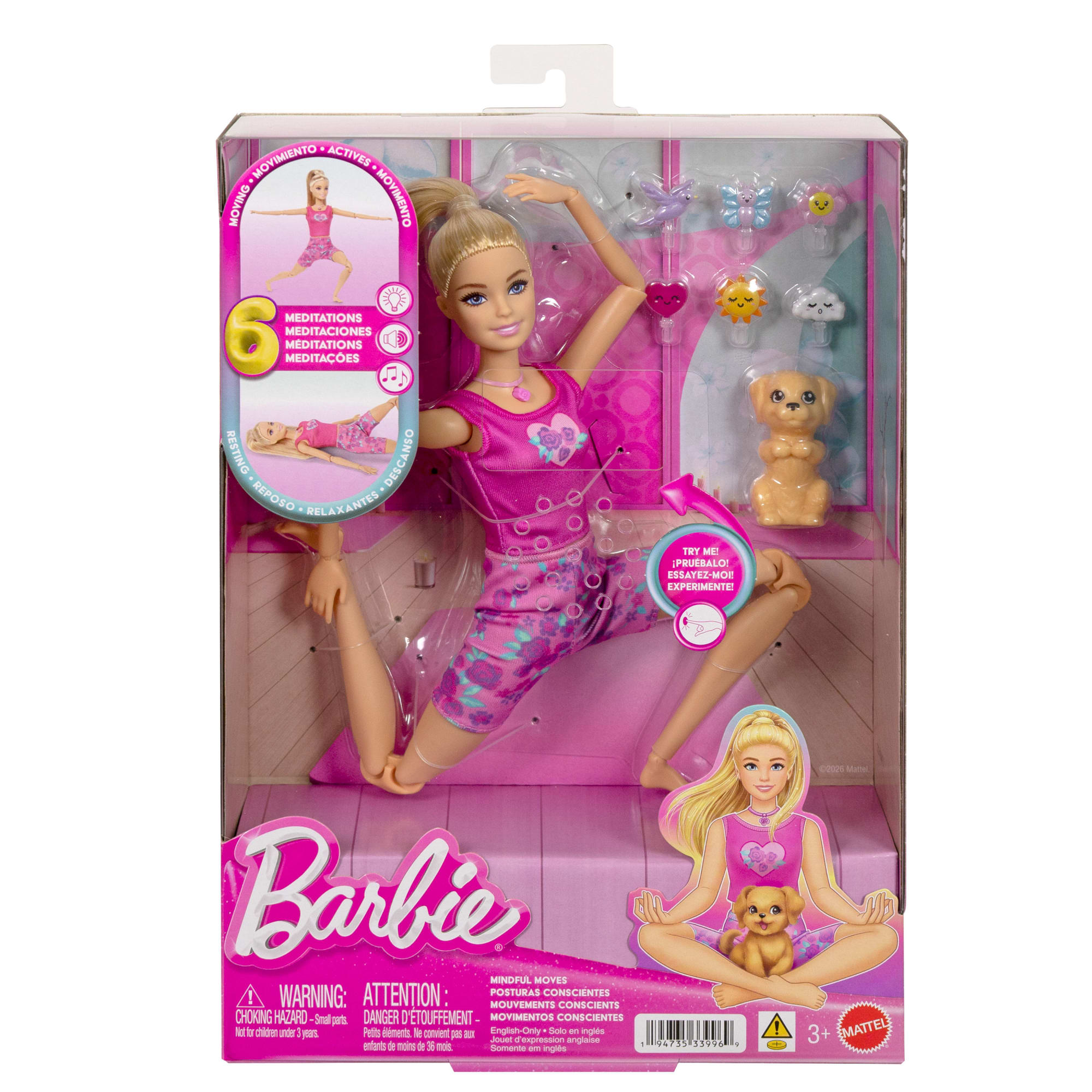 Barbie Mindful Moves Fashion Doll in Yoga Clothes With Audio. Lights And Music. Blonde With Pet - Image 6