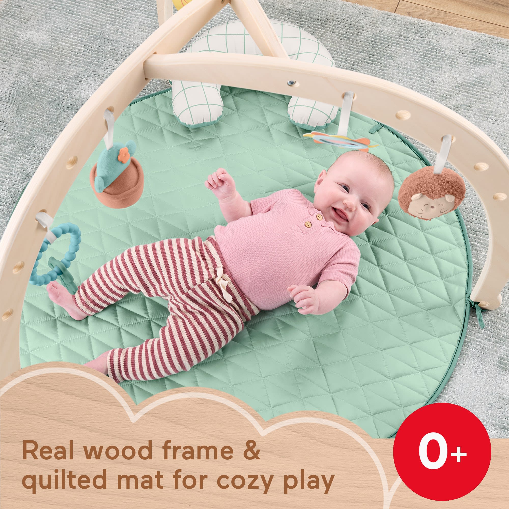 Fisher-Price Wooden Lay And Play Deluxe Activity Gym Baby Playmat With Developmental Toys - Image 2