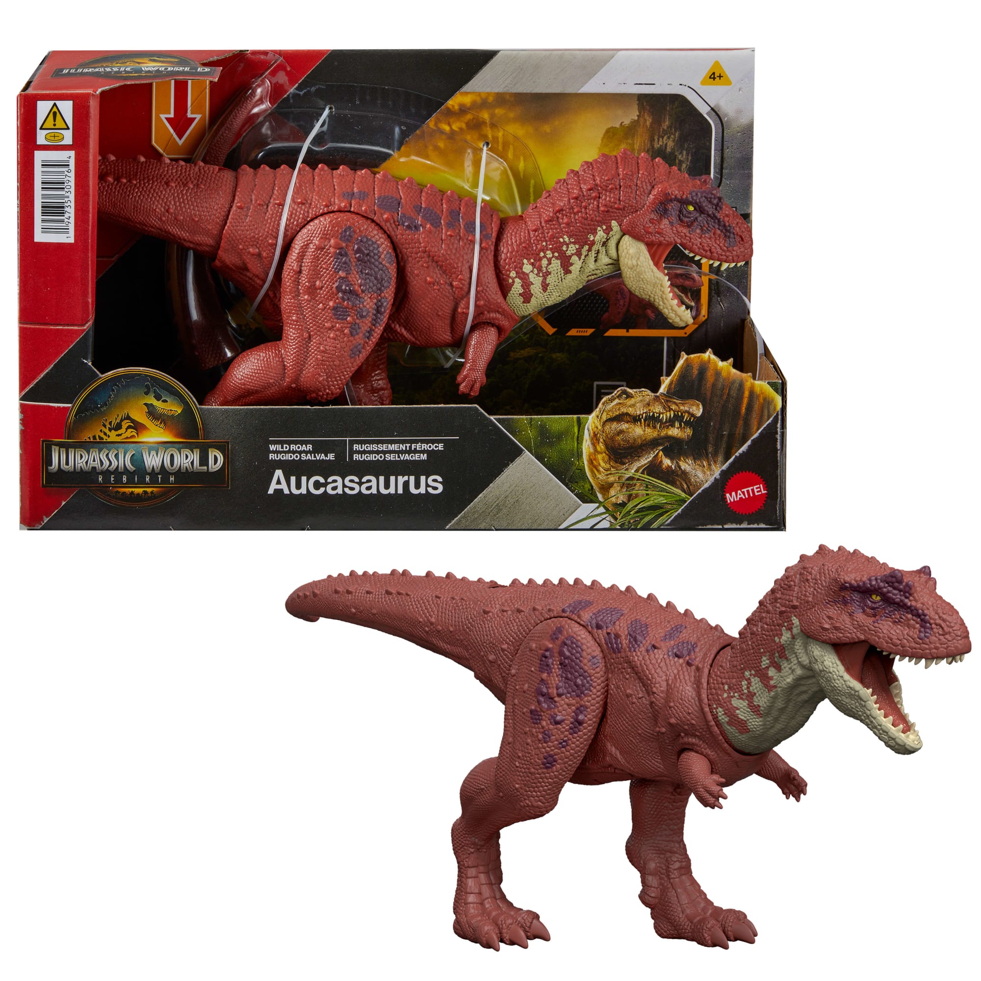 Jurassic World Rebirth Wild Roar Aucasaurus Dinosaur Toy. Tail Controlled Attack Chomp & Sound
