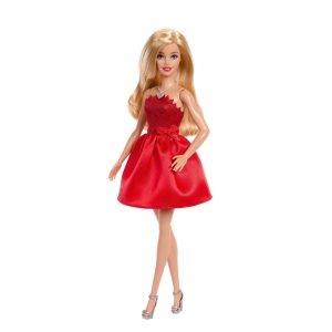 Barbie Mattel 80th Anniversary Ruby-Red Celebration Fashion Doll Wearing Red Dress With Accessories