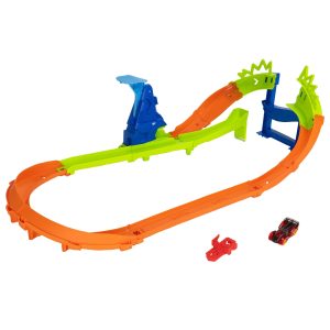Hot Wheels Stunt Tracks Jump Circuit Speedway With 1:64 Scale Die-Cast Toy Car. 180-Degree Curve