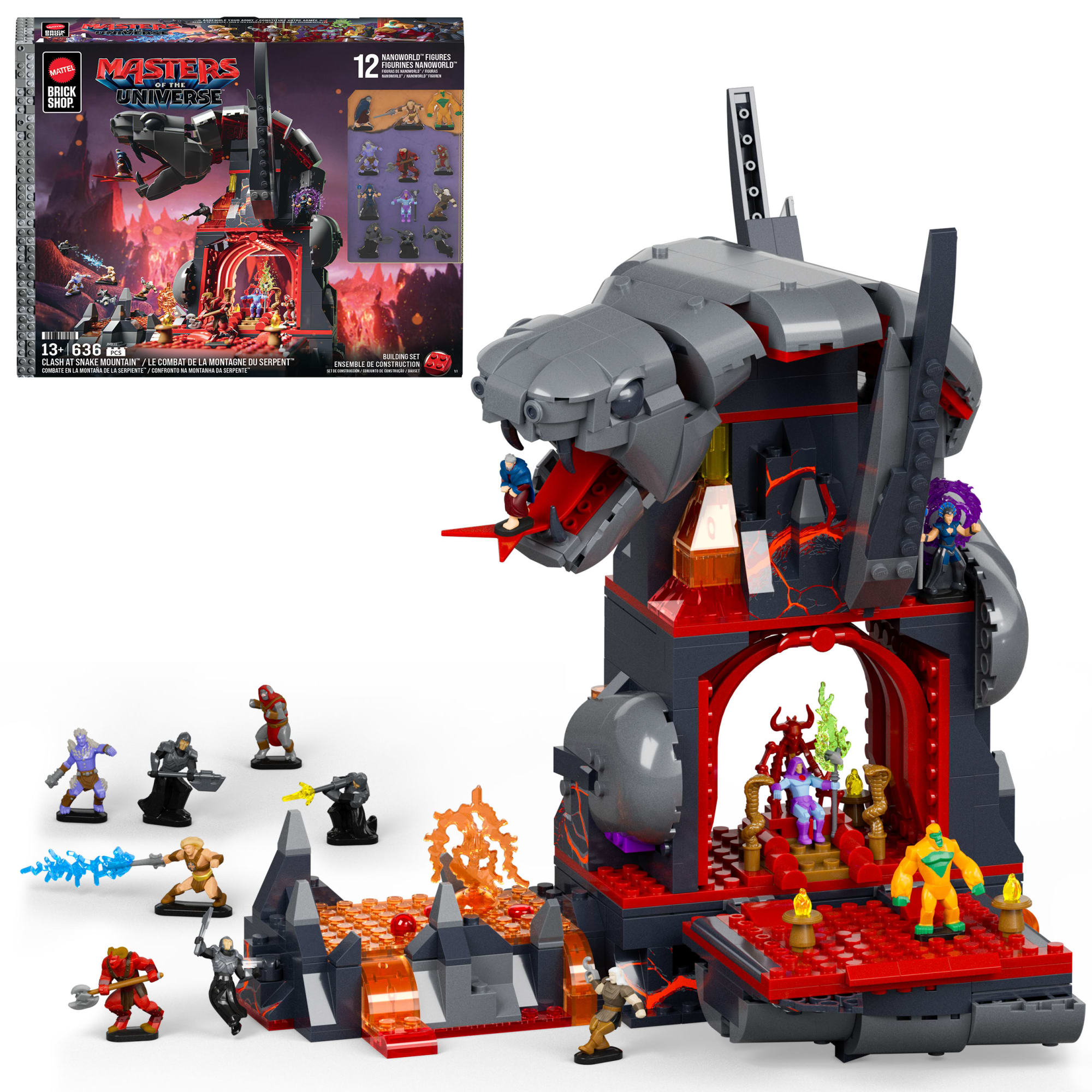 Mattel Brick Shop Masters Of The Universe Clash At Snake Mountain Building Toy Kit
