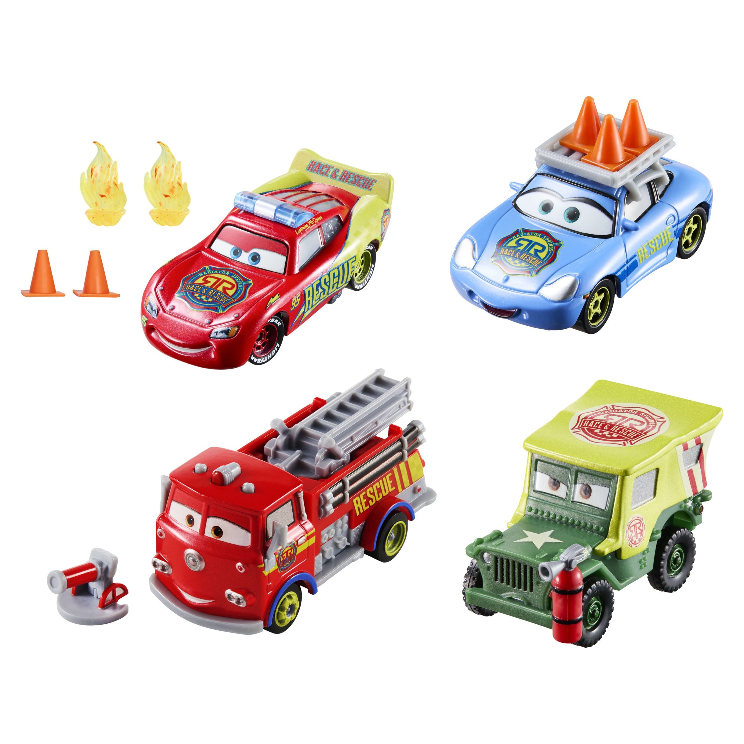 Disney And Pixar Cars Race & Rescue Crew Die-Cast 4-Pack With Red. Lightning Mcqueen. Sally & Sarge - Image 5