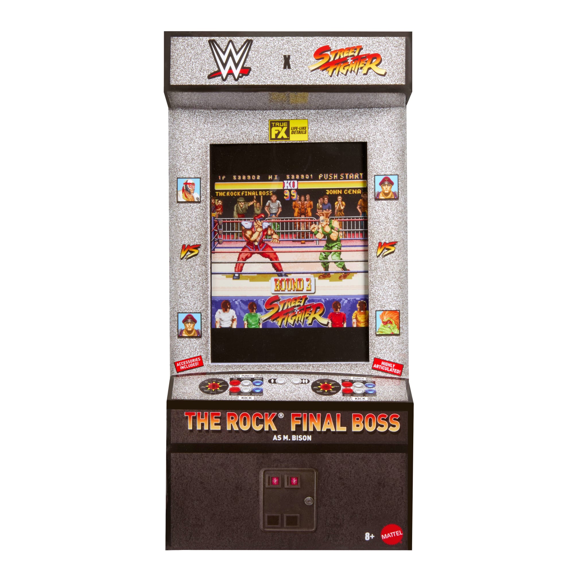 WWE X Street Fighter The Rock Final Boss Action Figure & Accessories. 6-Inch Collectible M. Bison Mashup Set - Image 2