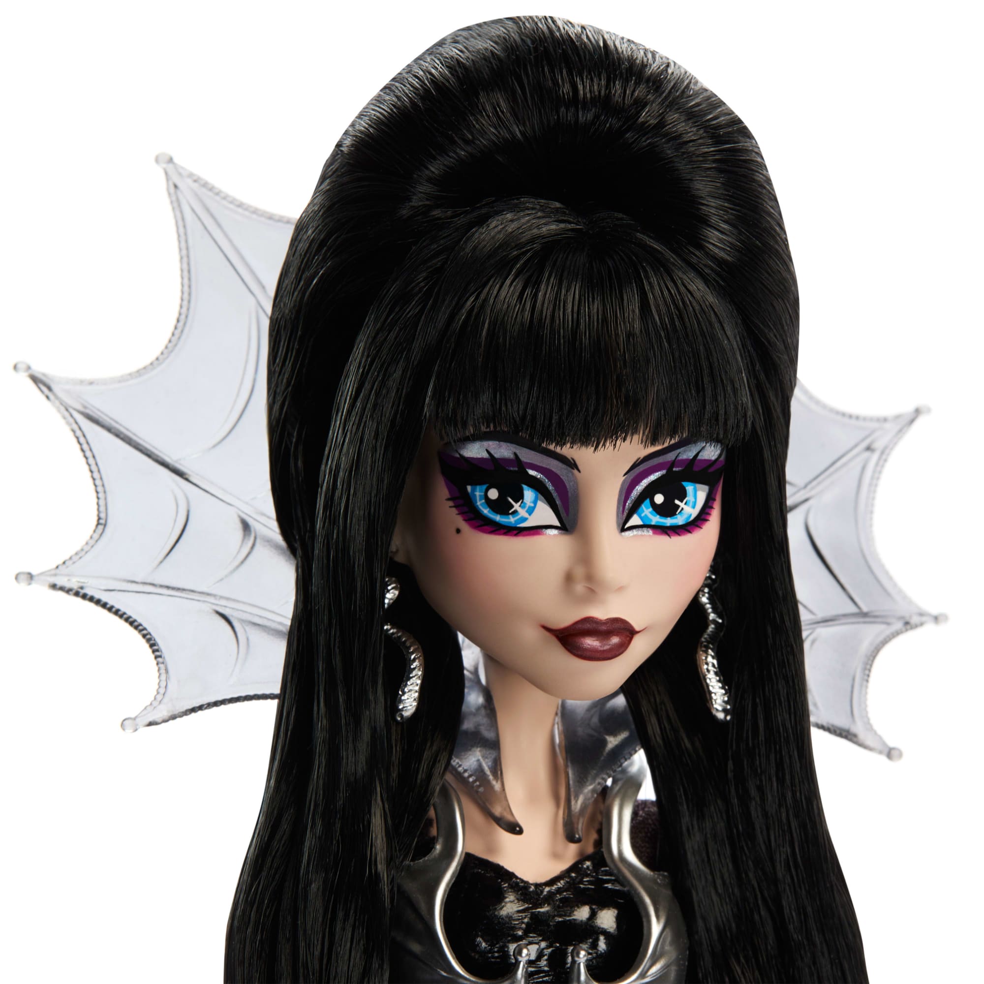 Monster High Elvira Collector Doll in Black Faux Leather Dress With Silvery Cape And Accessories - Image 5