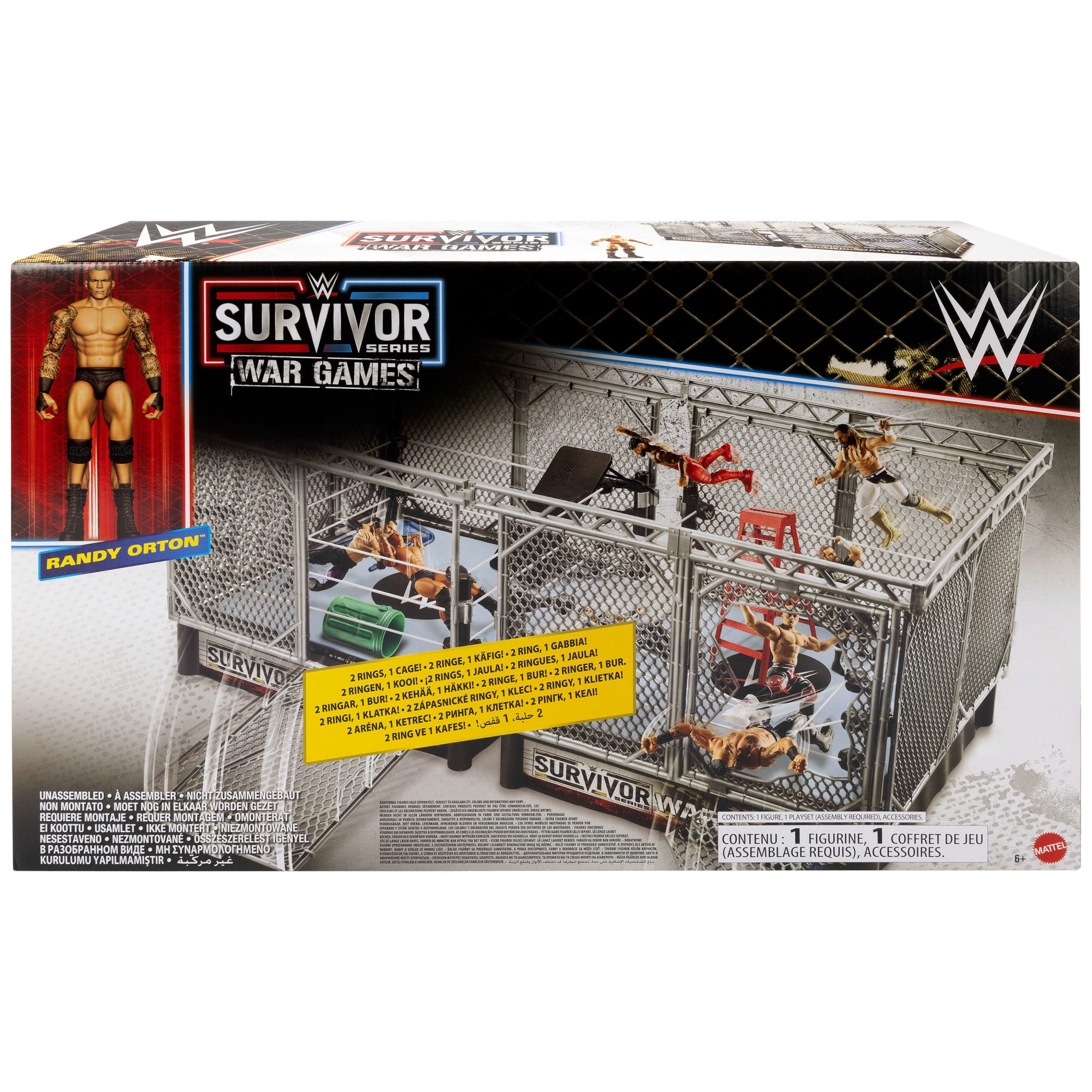 WWE Survivor War Games Playset With Randy Orton Action Figure. 2 Rings. Cage & 5 Accessories - Image 5