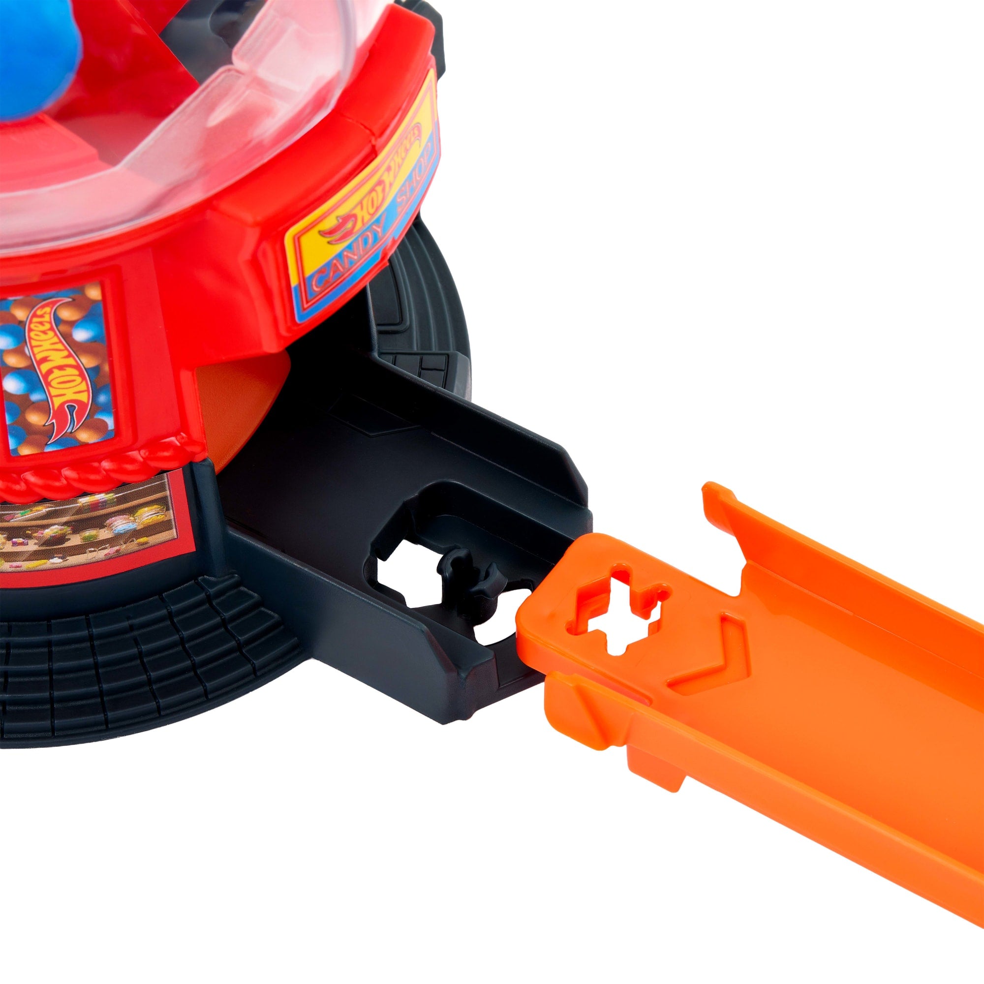 Hot Wheels Downtown Candy Shop Playset & 1:64 Scale Die-Cast Toy Car. Speed Snap Track - Image 5