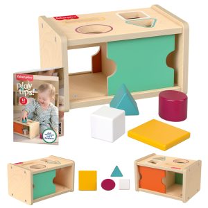 Fisher-Price Montessori Wooden Sort & Find Object Permanence Box. Baby Learning Toy