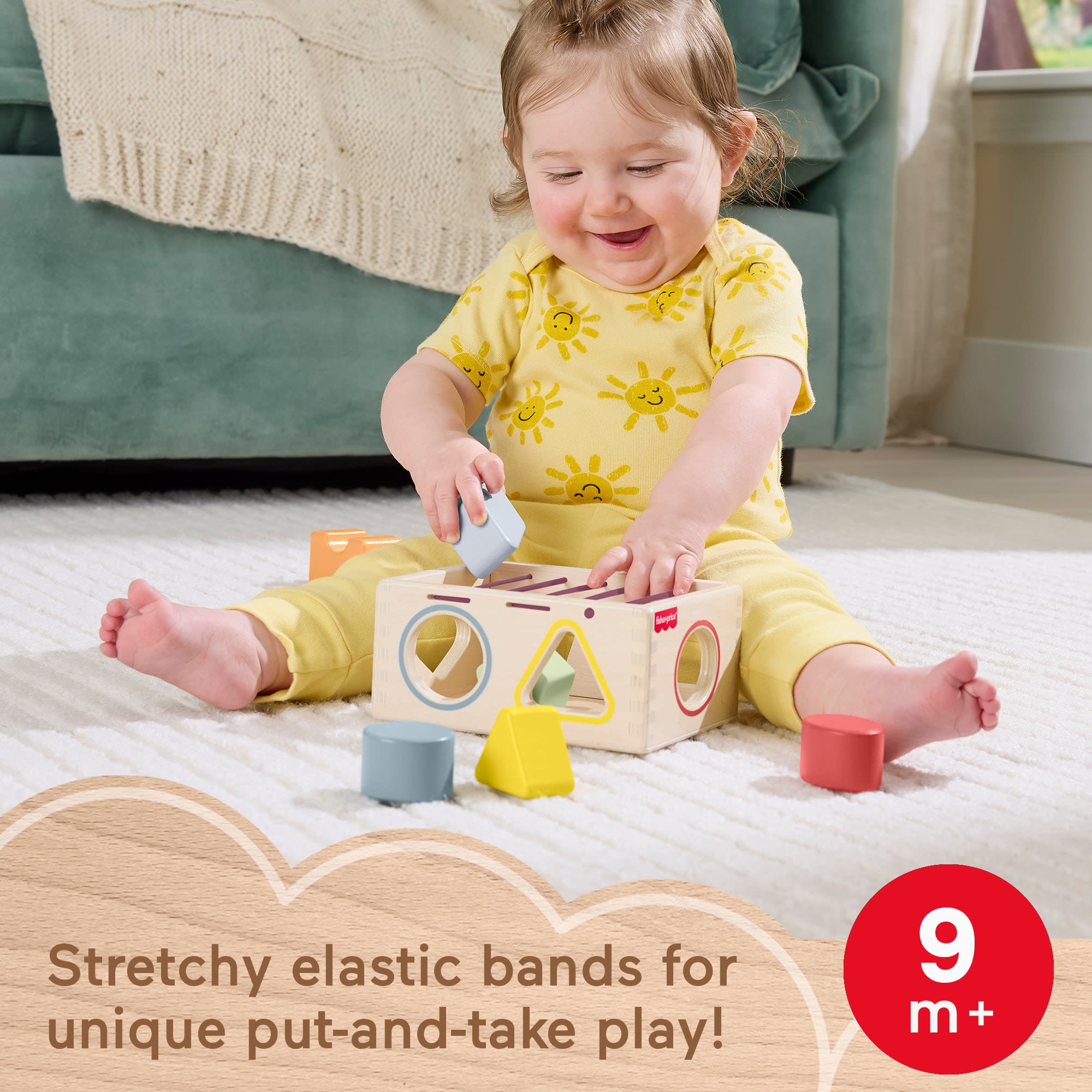 Fisher-Price Wood Flexi Shape Sorter. 7-Piece Wooden Baby & Toddler Activity Toy - Image 2
