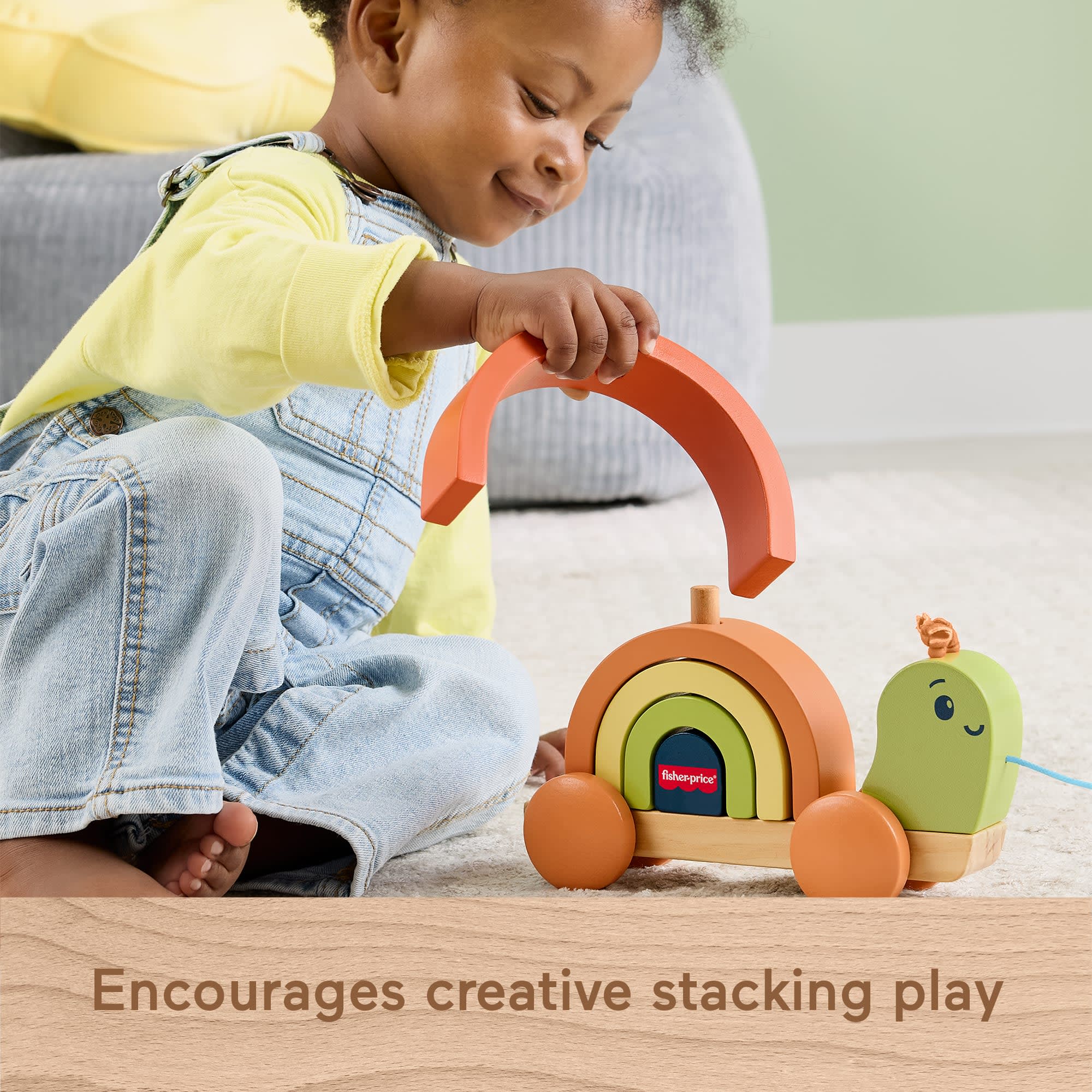 Fisher-Price Tiny Garden Wooden Pull-Along Stacking Snail Toddler Toy. 6 Wood Pieces - Image 4