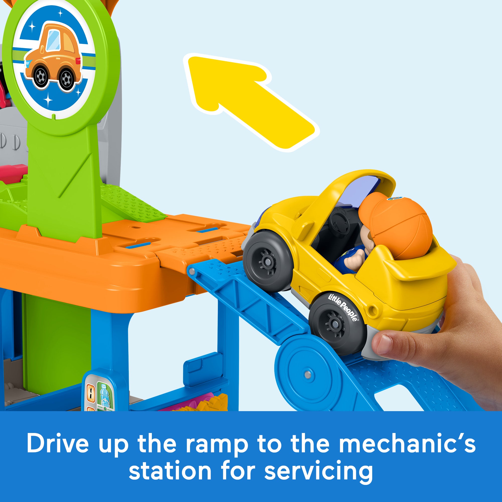 Fisher-Price Little People Fillin' Fun Service Station Toddler Playset. 1 Toy Car & 2 Figures - Image 3