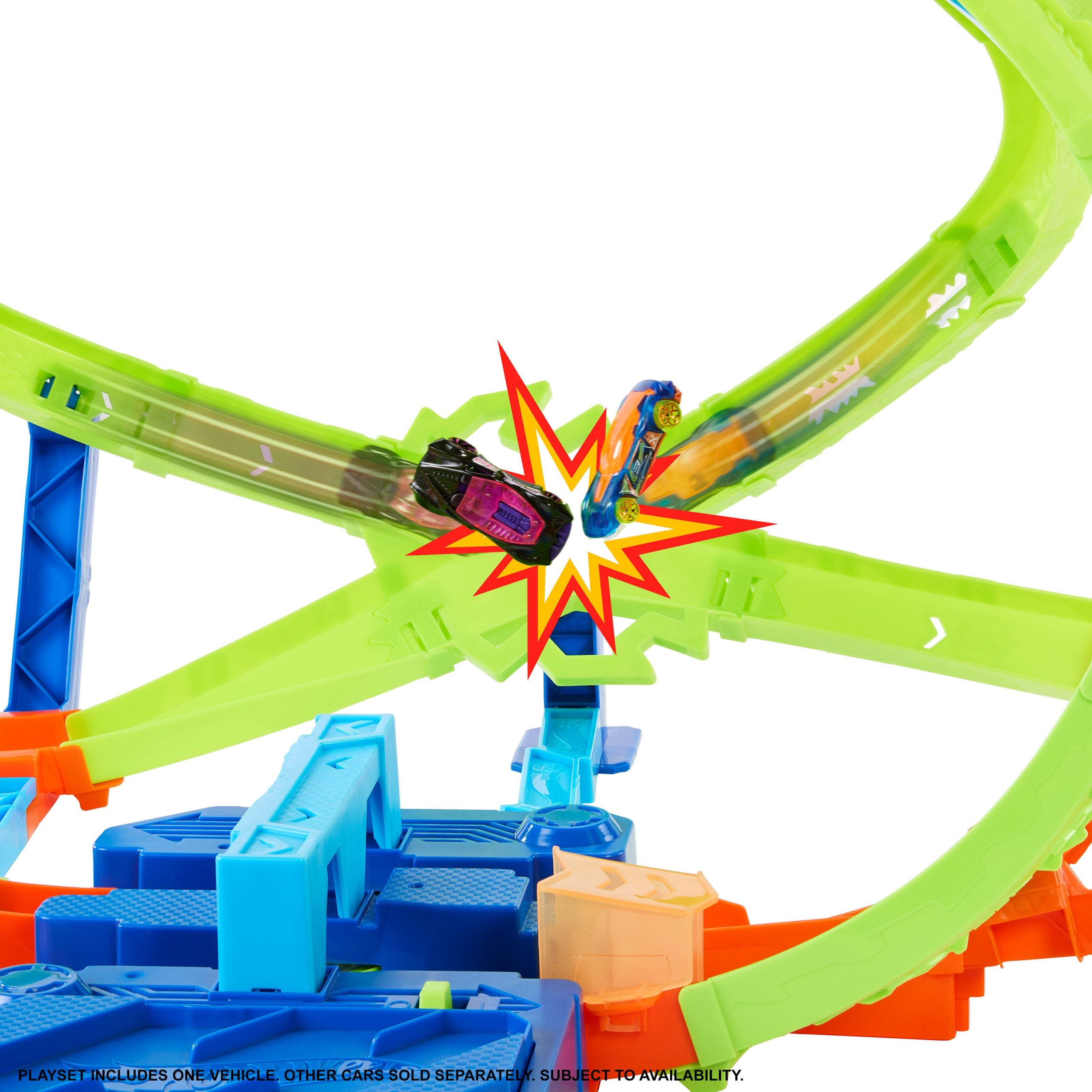 Hot Wheels Stunt Tracks Hypersphere Crash With 1 Die-Cast Car in 1:64 Scale - Image 2