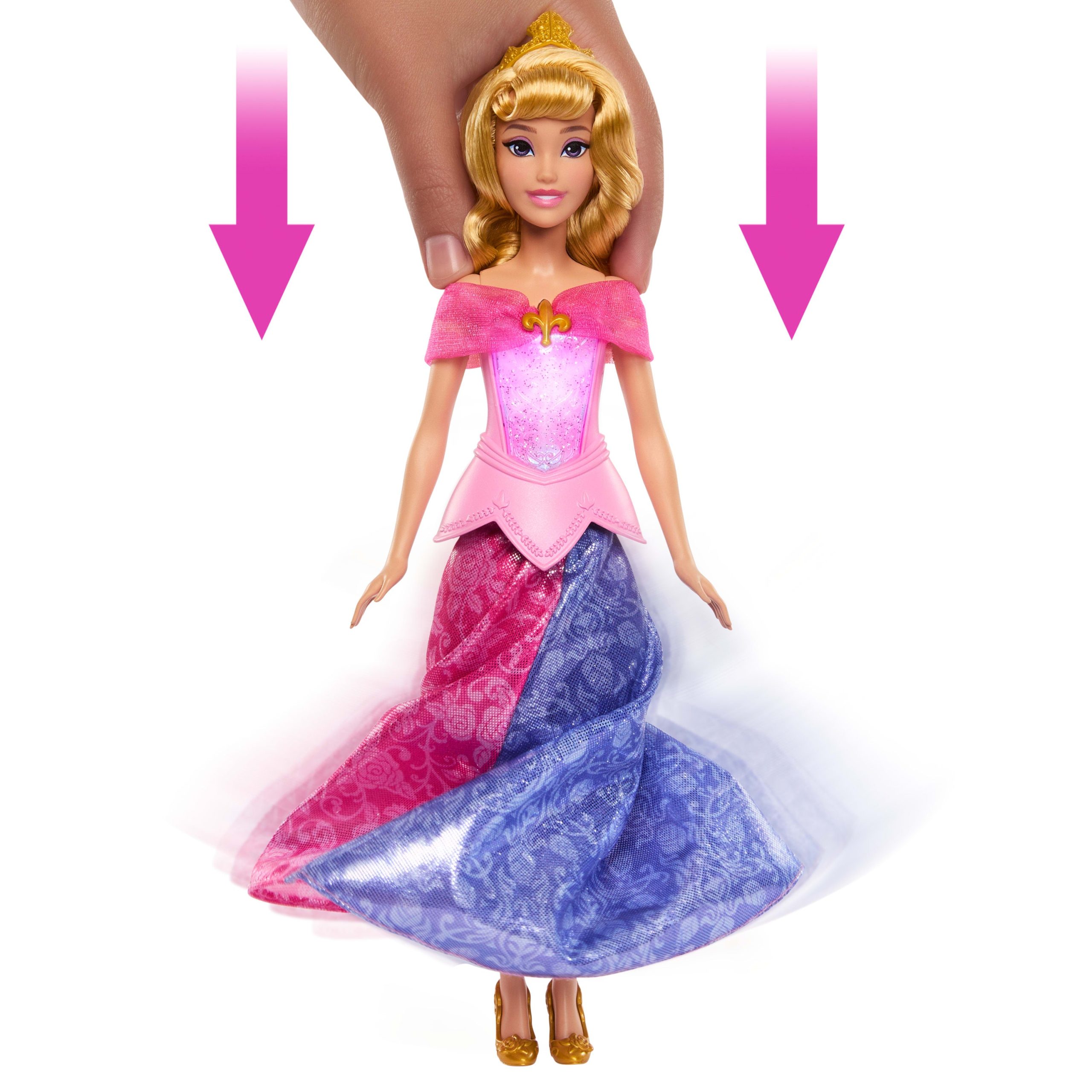 Disney Princess Pink To Blue Dress Aurora Fashion Doll With Transforming Dress & Lights - Image 4