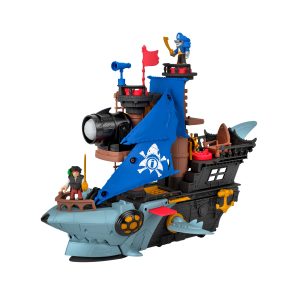 Coffret de Jeu Bateau-Pirate Requin Imaginext Avec 2 Figurines Articulées. Bateau Jouet et Accessoires