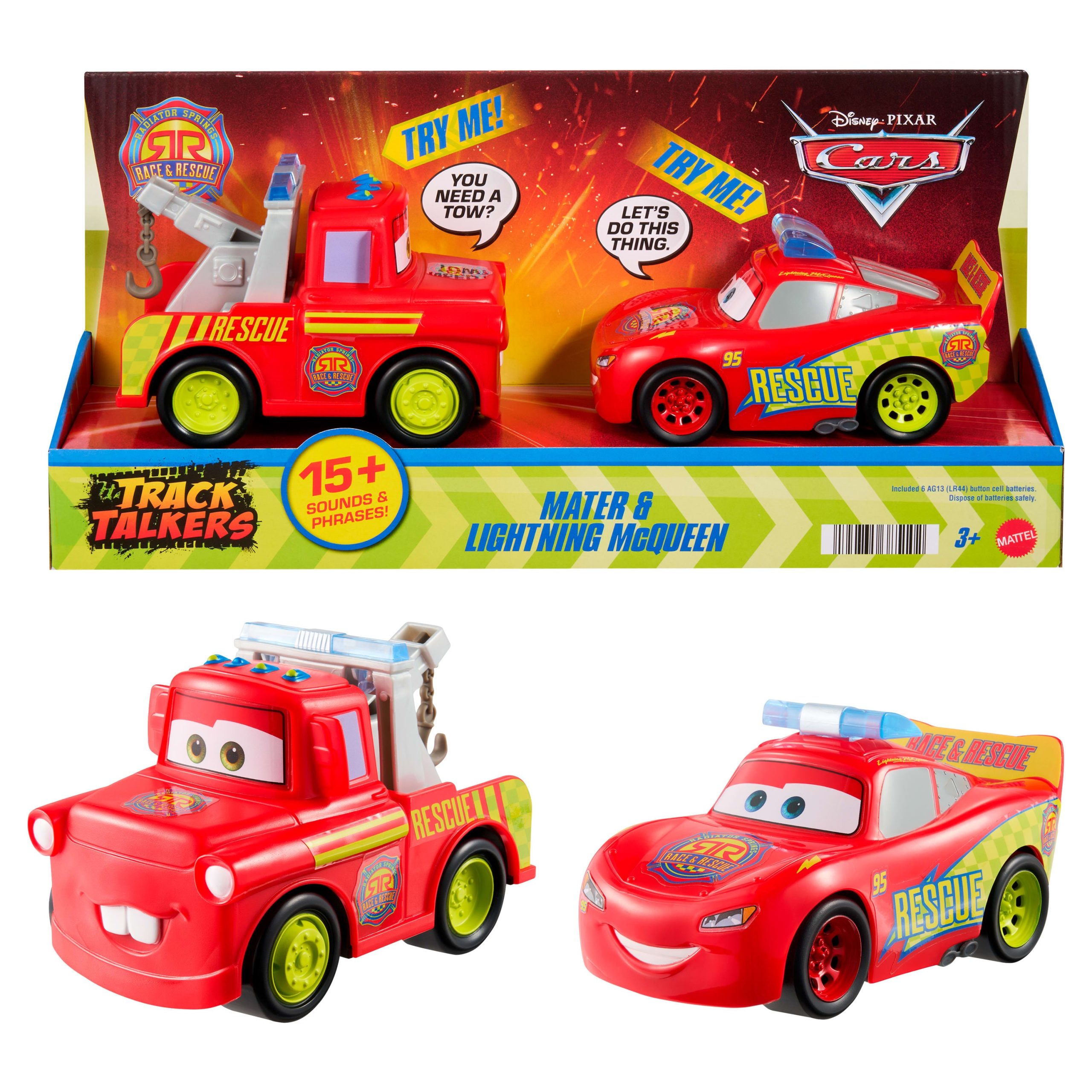 Disney And Pixar Cars Radiator Springs Race & Rescue Track Talkers Toy Lightning Mcqueen & Mater