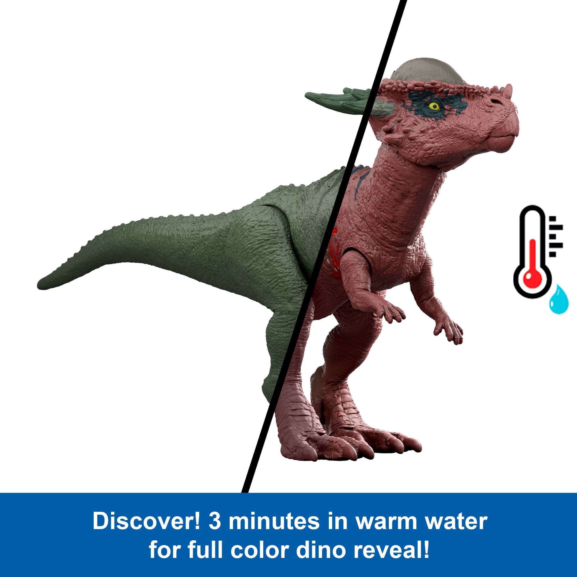 Jurassic World Dino Reveal 2 Dinosaur Toys in Battle Arena. Warm Water Changes Decoration - Image 4