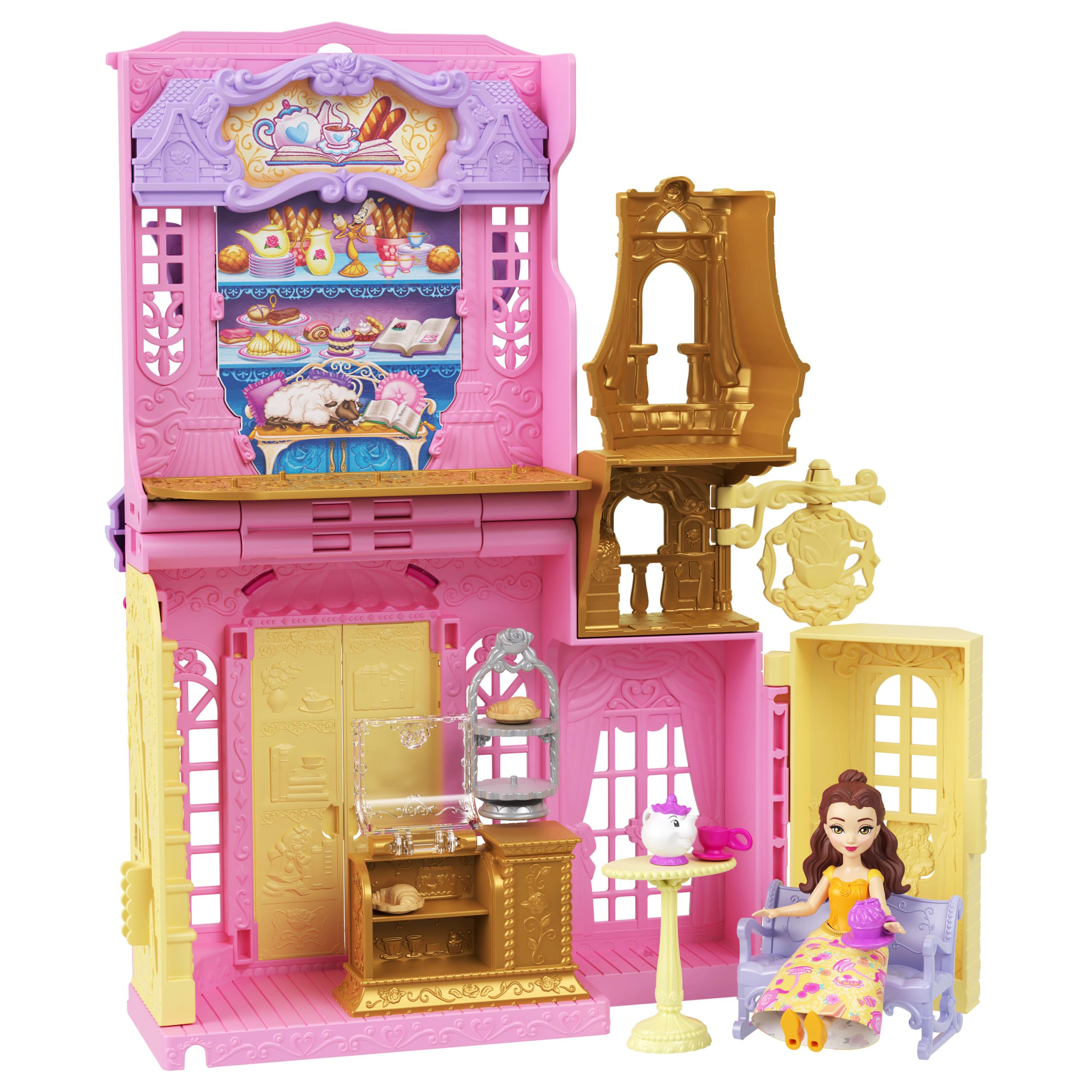Disney Princess Belle Tea Shop Small Doll Playset With Friend. Furniture & Accessories