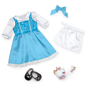 American Girl® Disney Princess Belle Blue Dress. Mrs. Potts. Chip & Accessories for 18-inch Dolls