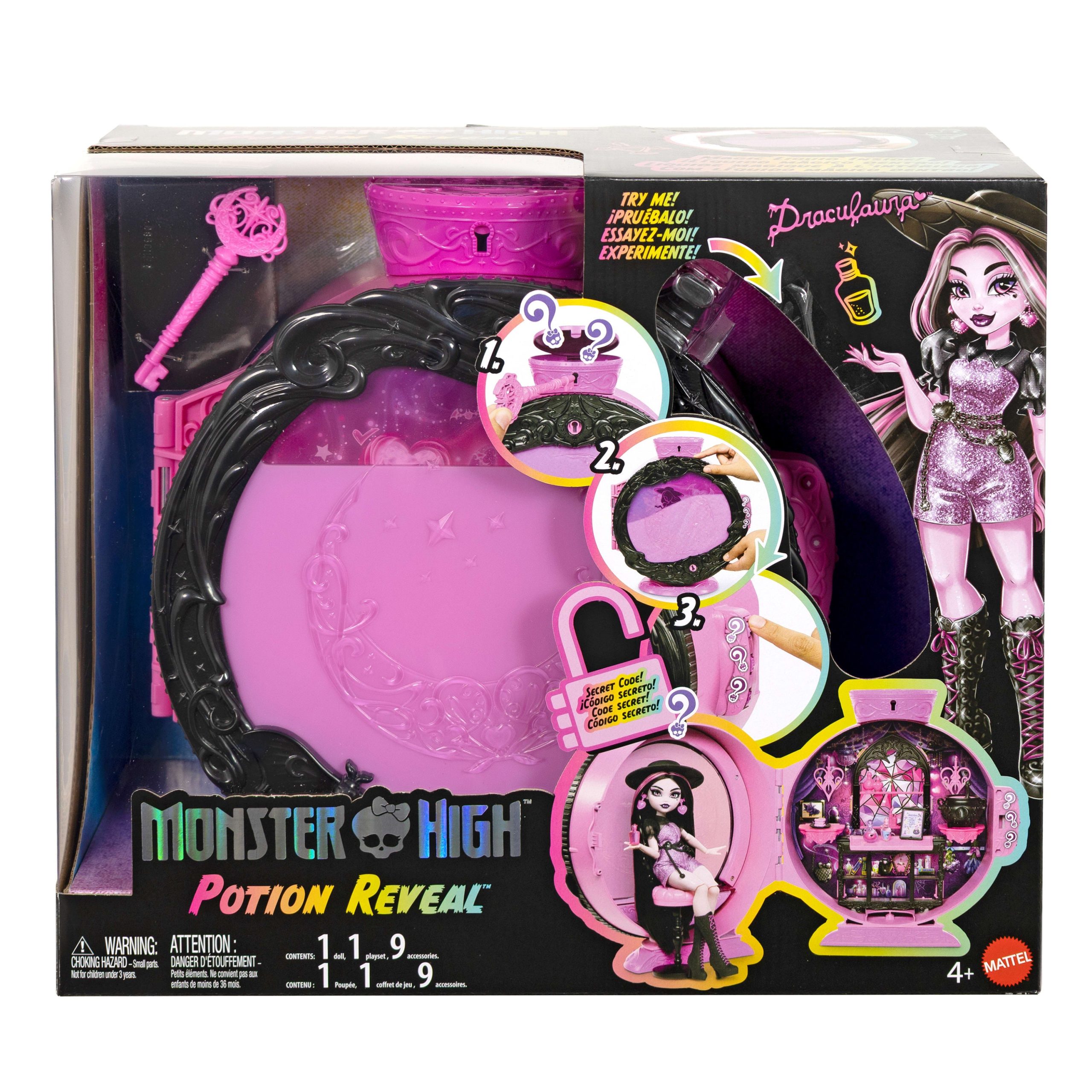 Monster High Potion Reveal Playset With Draculaura Doll & 9 Accessories. Secret Code Unboxing