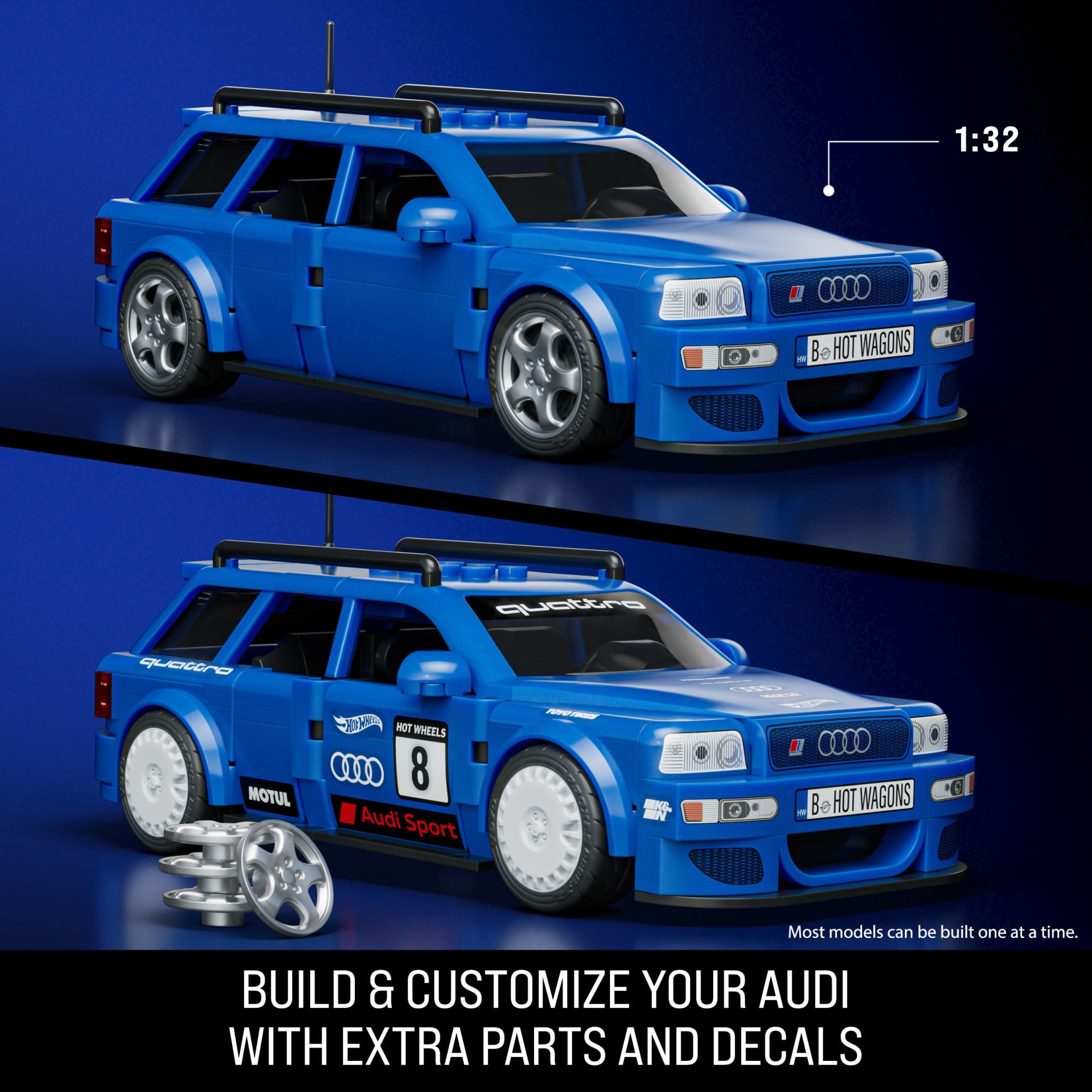 Mattel Brick Shop Hot Wheels Audi Avant RS2 Building Toy Kit (253 Pieces). For Collectors - Image 3