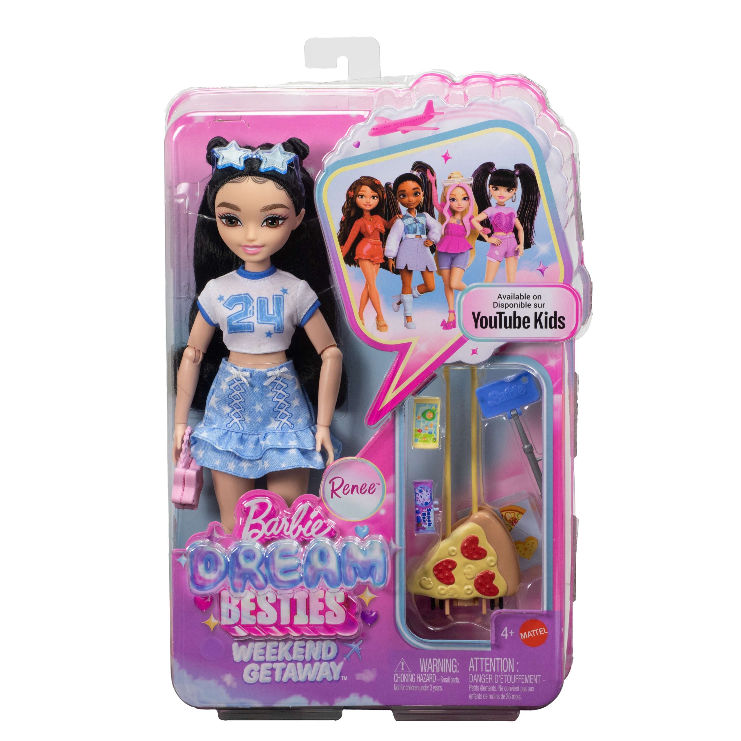 Barbie Dream Besties Weekend Getaway Renee Fashion Doll With 7 Travel Themed Accessories - Image 6