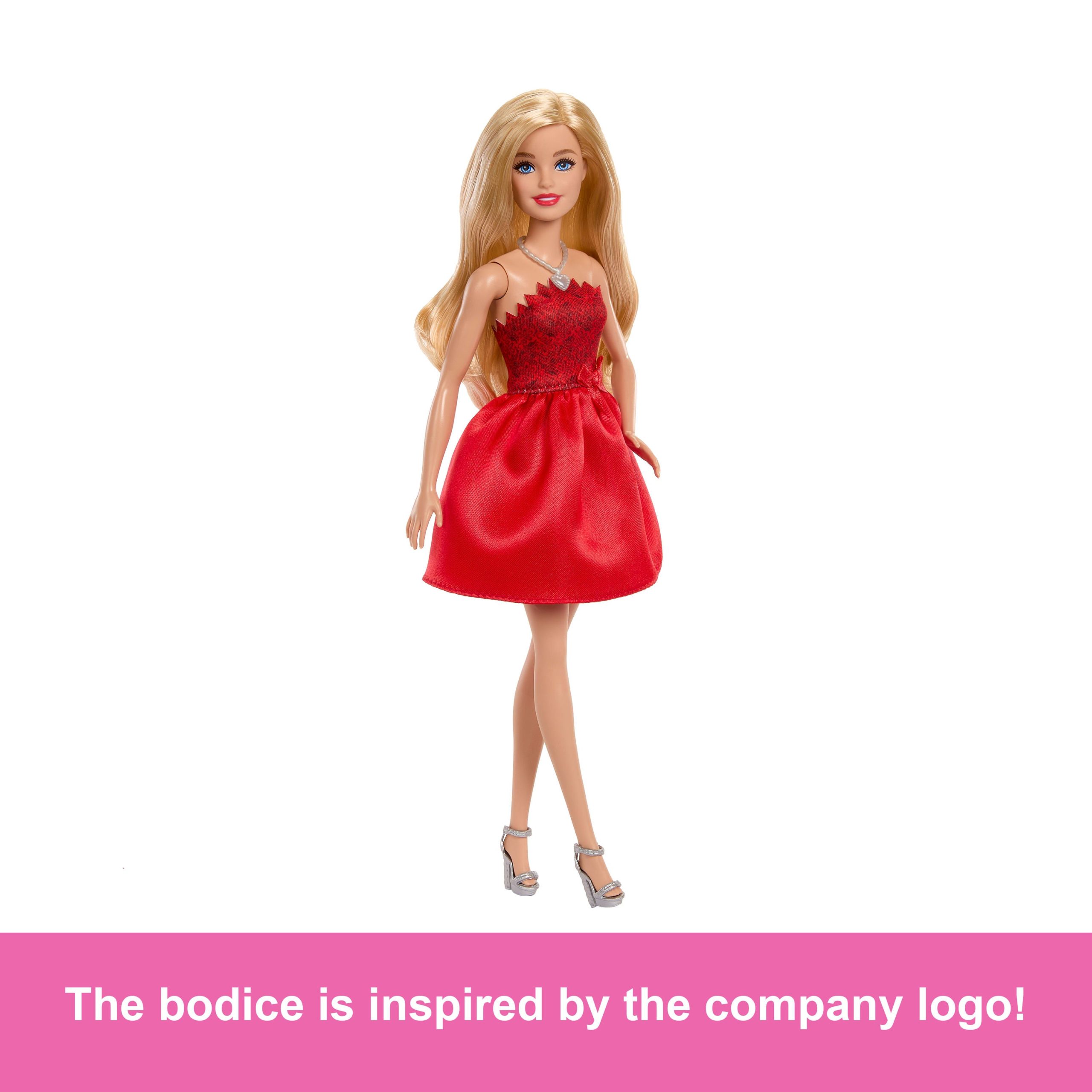 Barbie Mattel 80th Anniversary Ruby-Red Celebration Fashion Doll Wearing Red Dress With Accessories - Image 3
