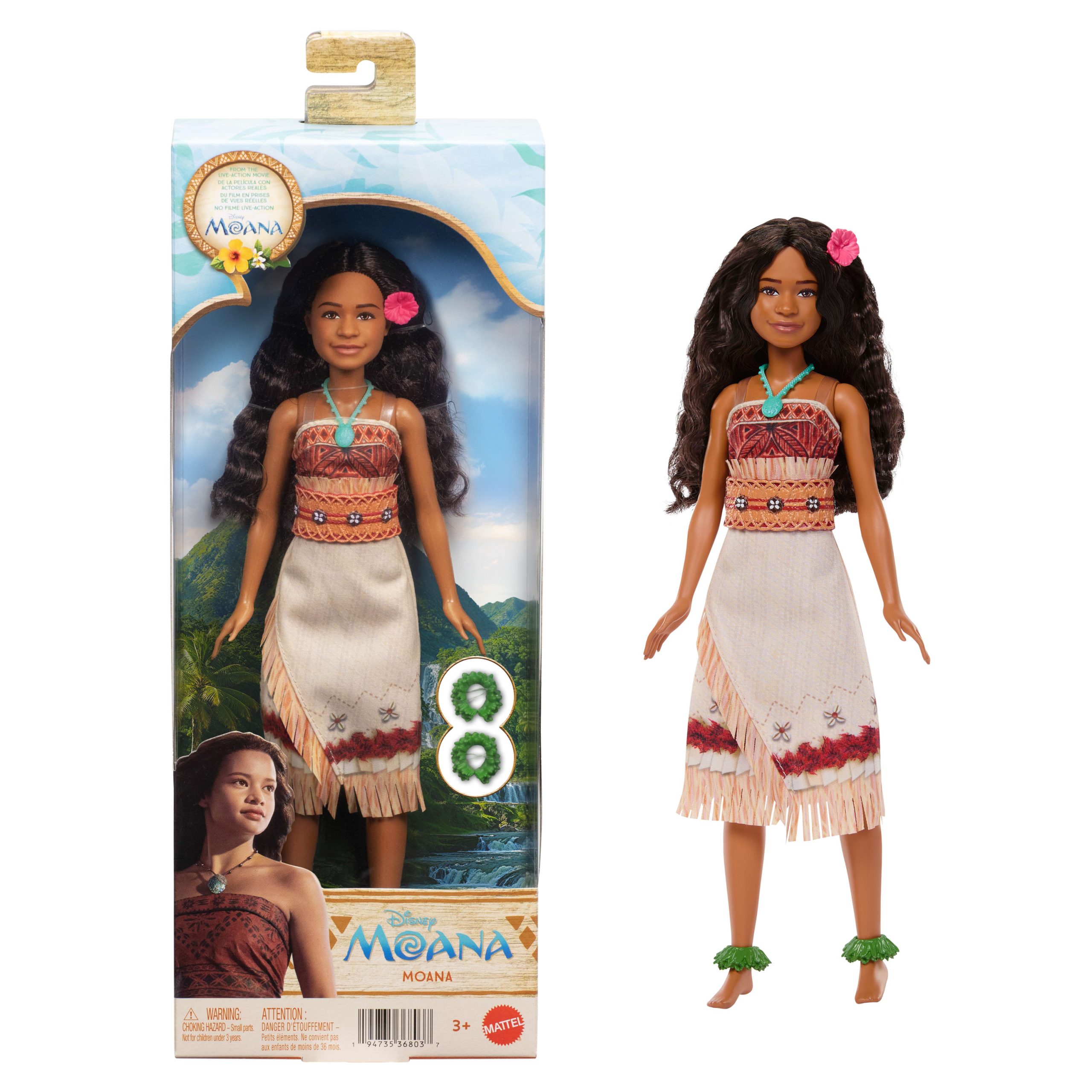 Mattel Disney Moana Doll With Removable Fashion & 5 Accessories. inspired By Live Action Movie