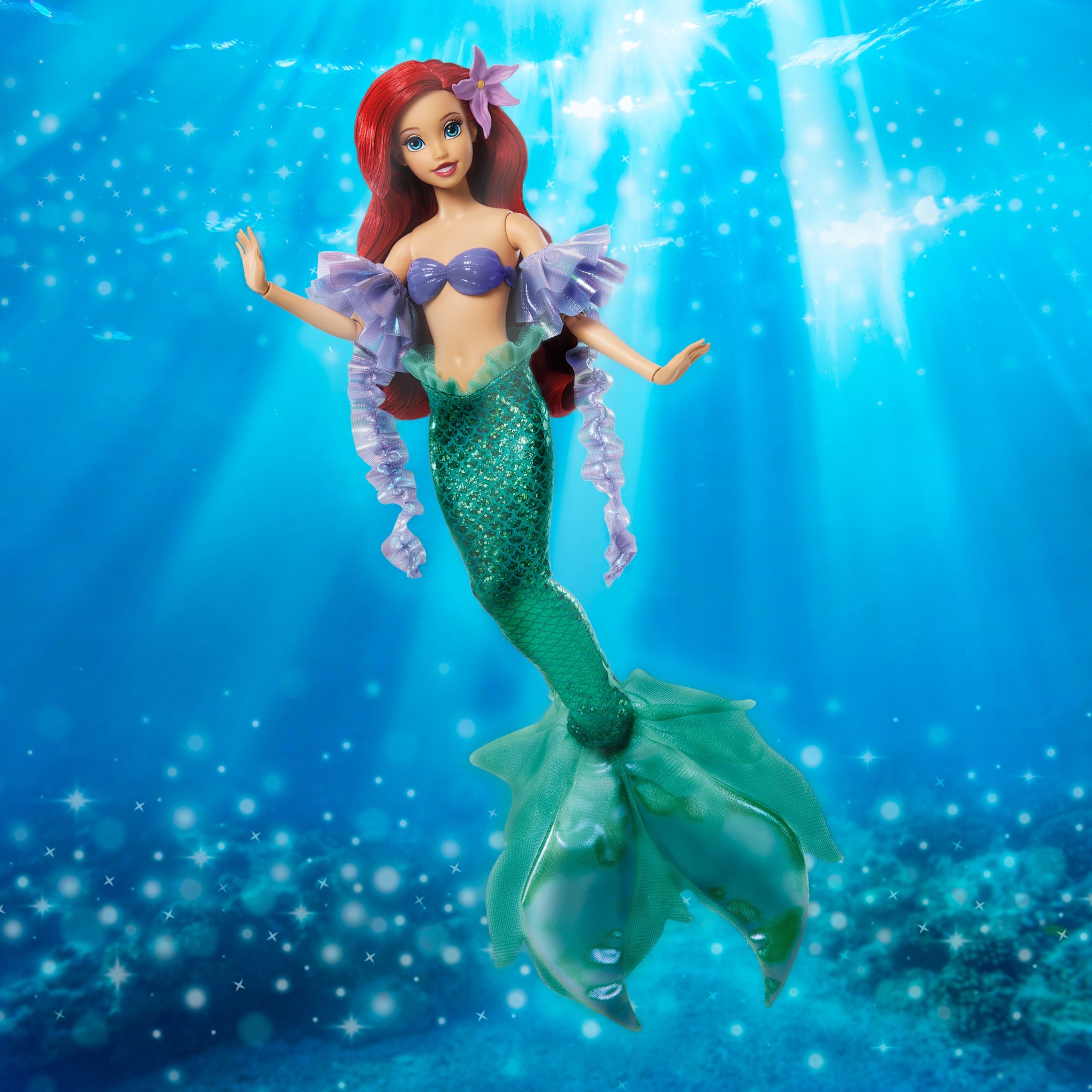 Disney Princess Sparkling Princess Series Mermaid Ariel Fashion Doll With Removable Tail & Sleeves - Image 2