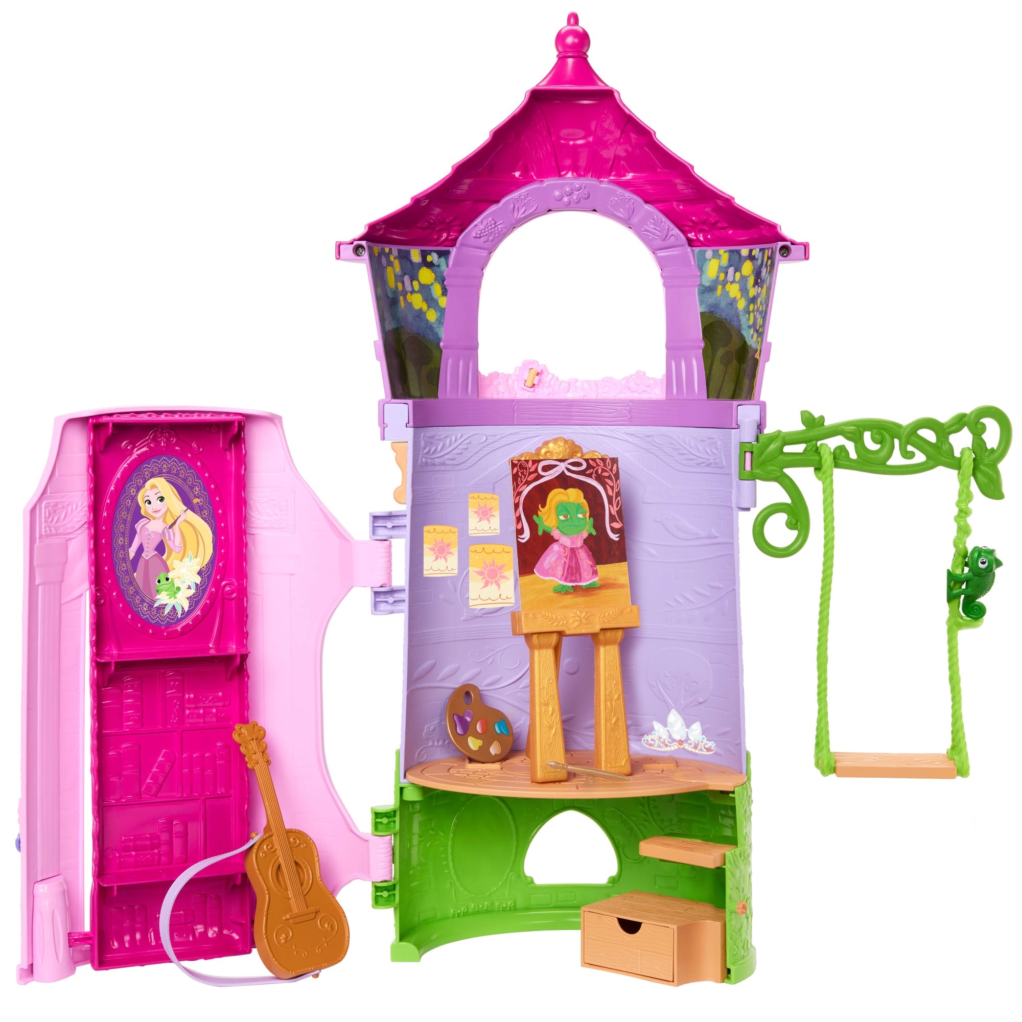 Disney Princess Enchanted Stories Rapunzel's Tower Playset With 6 Play Areas. Pascal Figure & 5 Accy