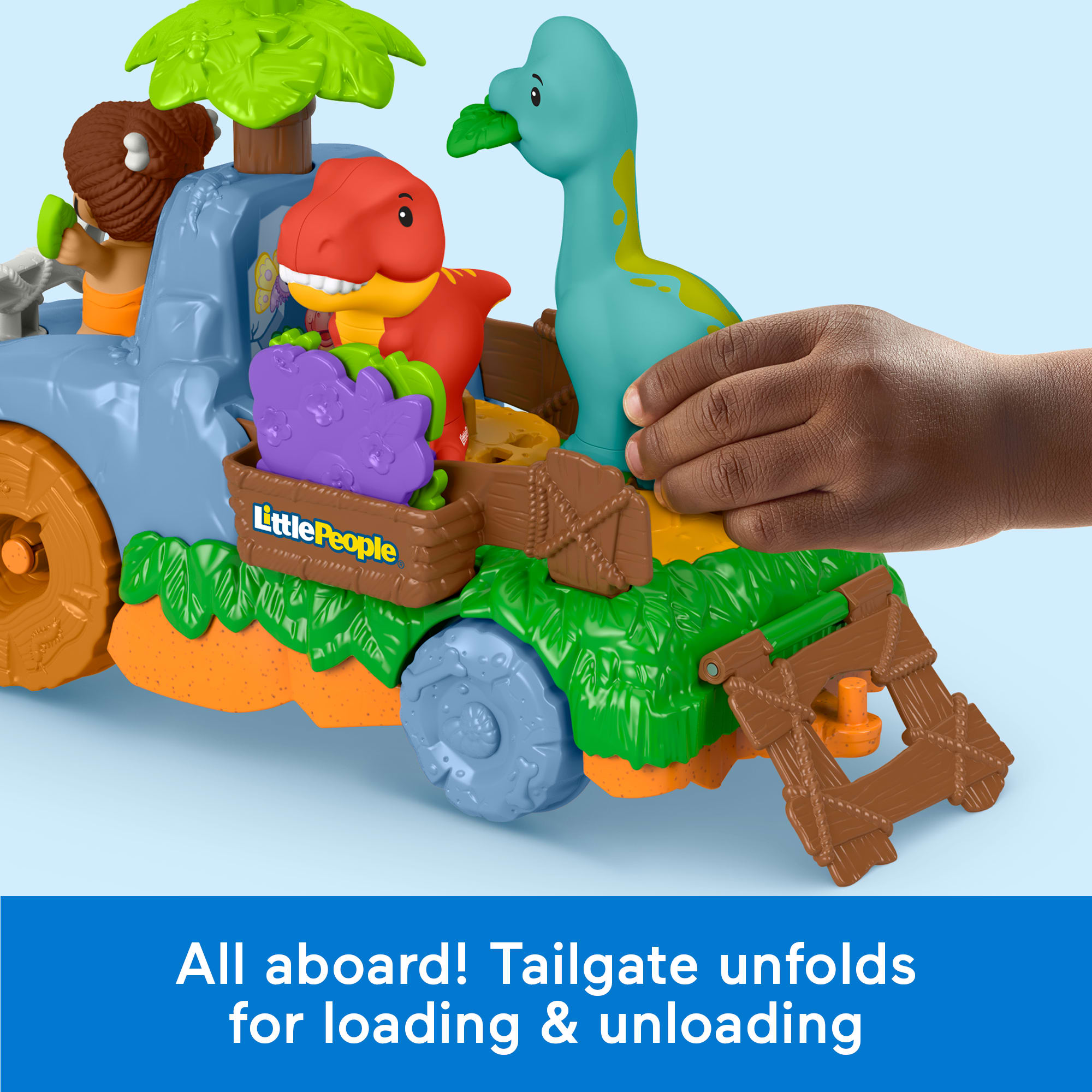 Fisher-Price Little People Dino Wobble Truck. 6-Piece Dinosaur Toy Set For Toddlers - Image 4