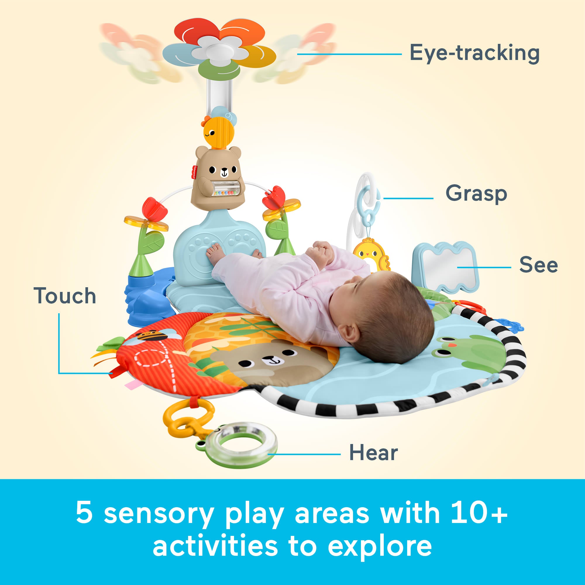 Fisher-Price 3-In-1 Kick & Sway Activity Gym. Baby Play Mat & Sensory Toys For Newborn Developmental Play - Image 4