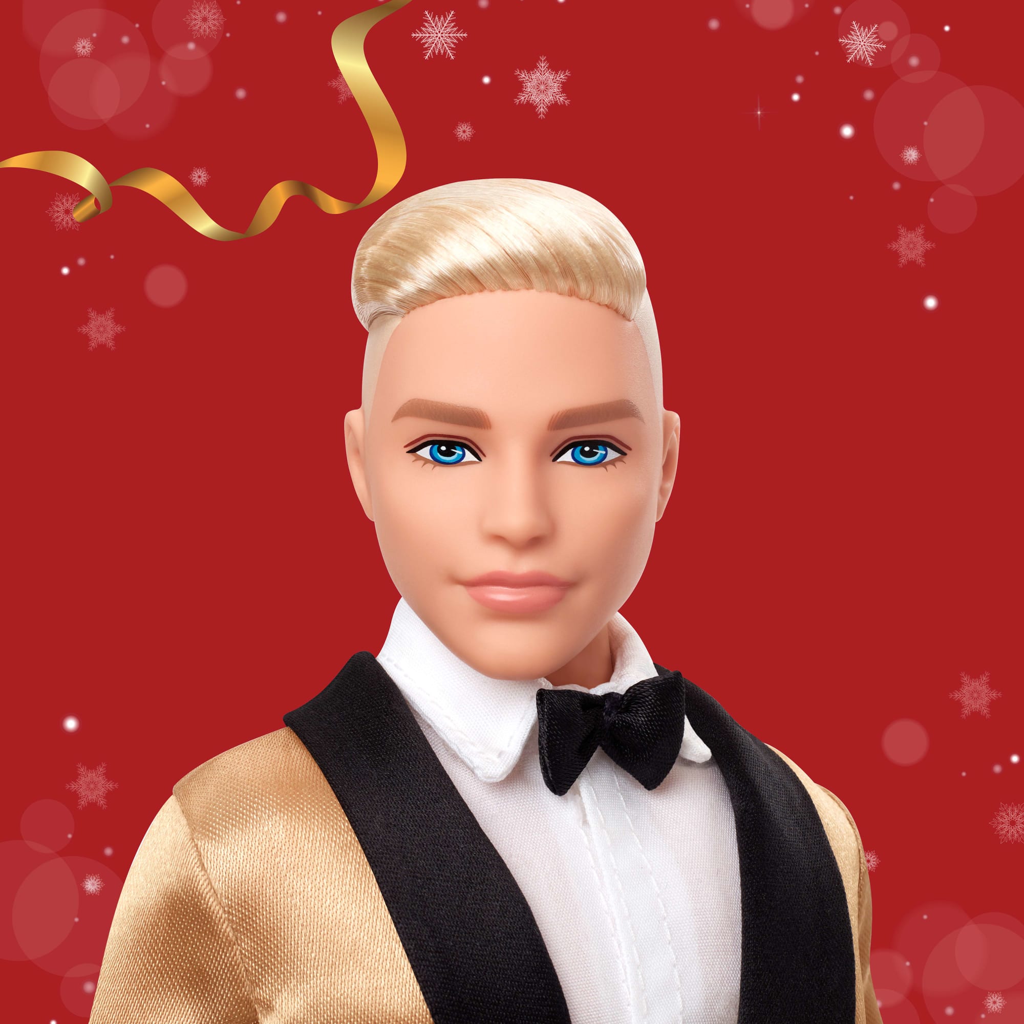 Barbie Signature 2025 Holiday Blonde Ken Collectible Fashion Doll Wearing Full Suit With Golden Jacket - Image 2