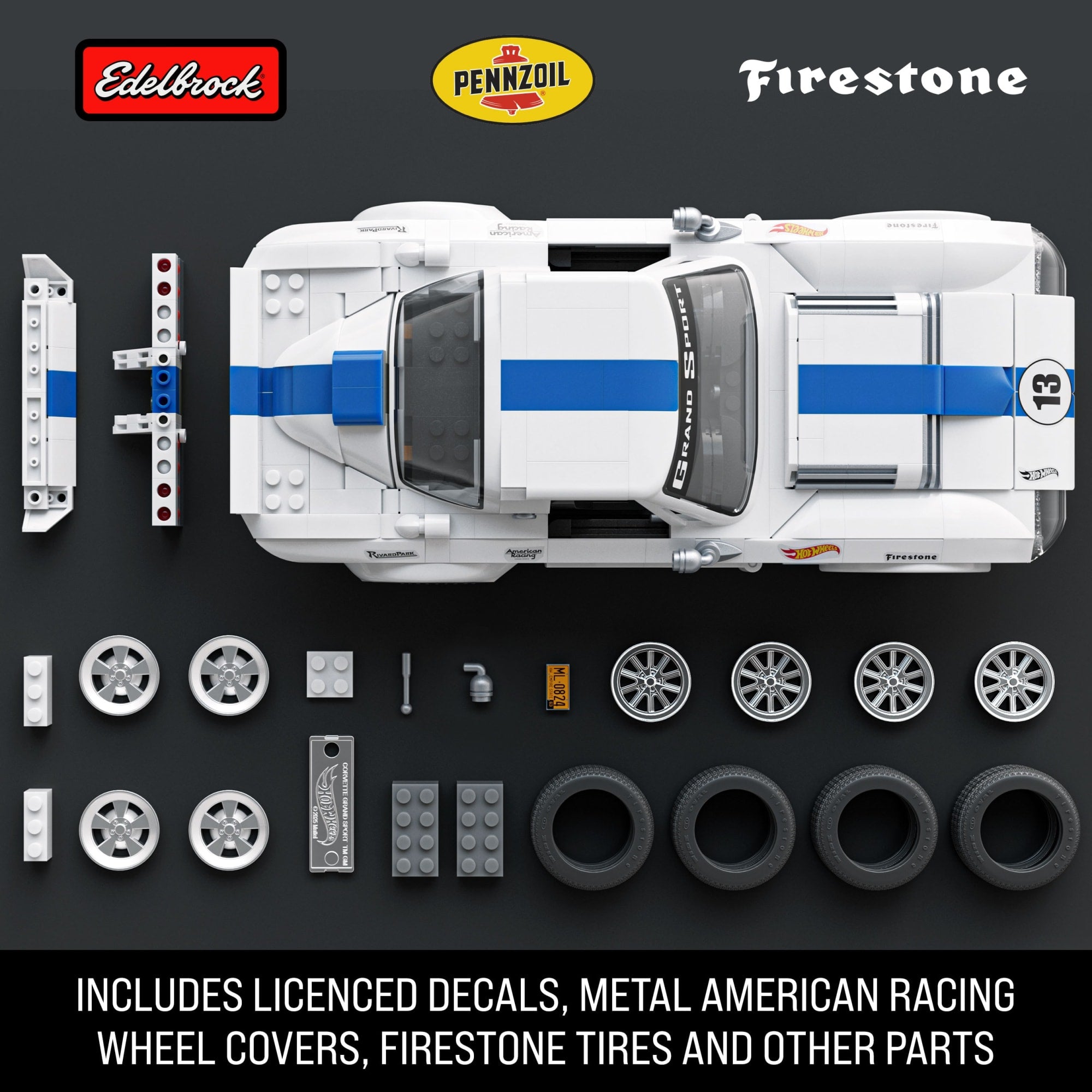 Mattel Brick Shop Hot Wheels Corvette Grand Sport Building Toy Kit (918 Pieces). for Collectors - Image 4