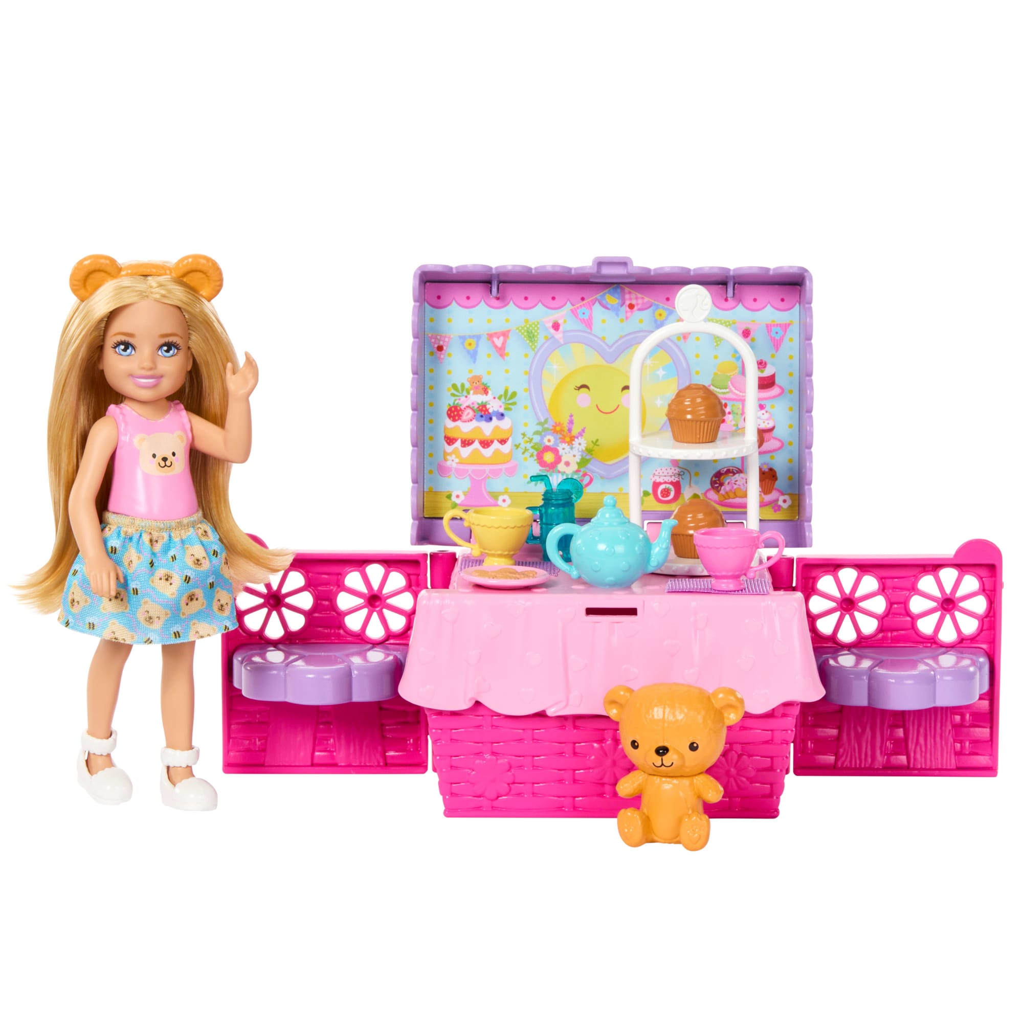 Barbie Family & Friends Club Chelsea Pop-Up Tea Party Playset With Small Doll & 10+ Accessories - Image 4
