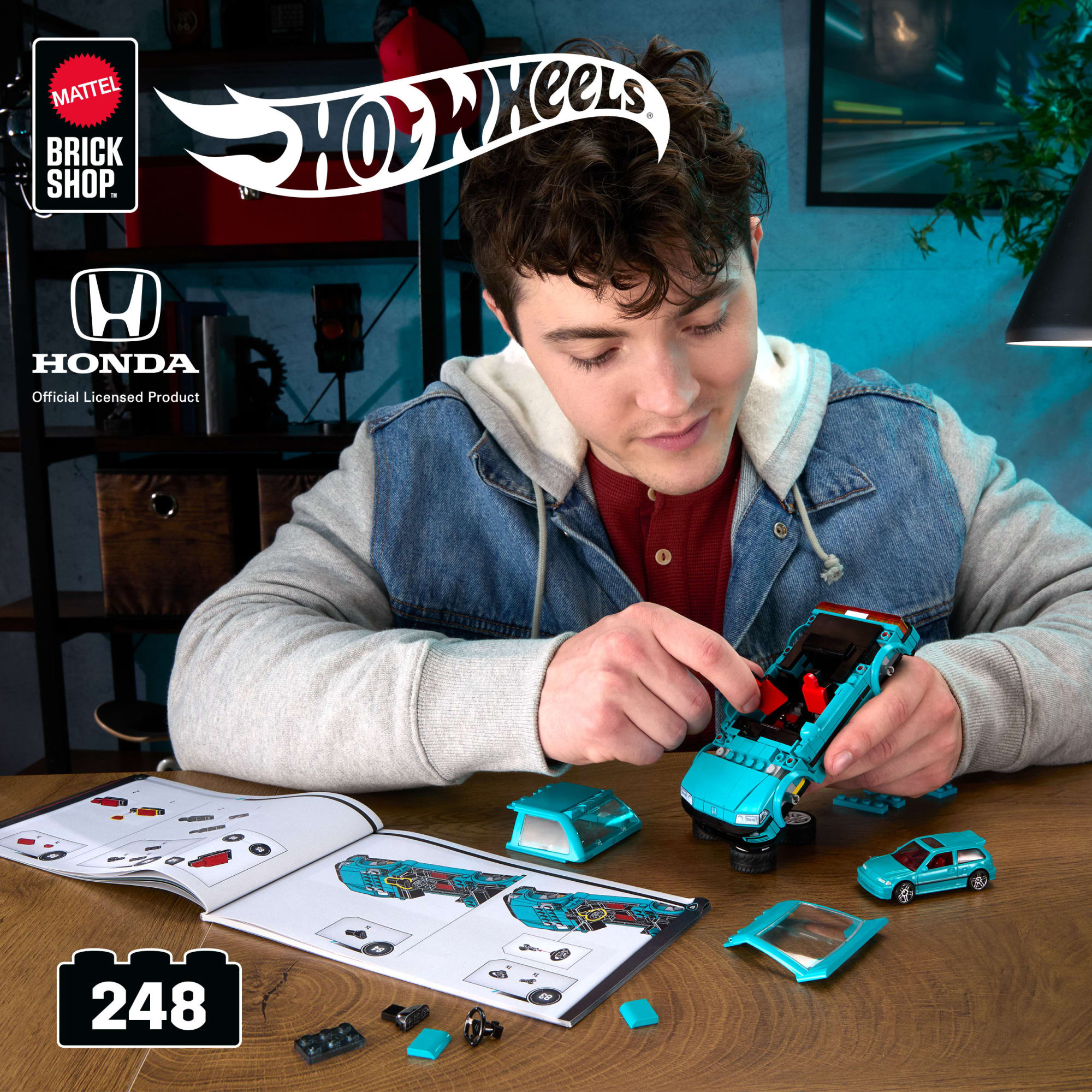 Mattel Brick Shop Hot Wheels Custom '90 Honda Civic Ef Building Toy Kit (248 Pieces). For Collectors - Image 2