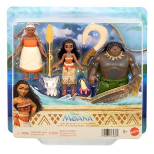 Disney Moana Character Set With 3 Small Dolls. 2 Animal Friends & 2 Accessories. inspired By Movie