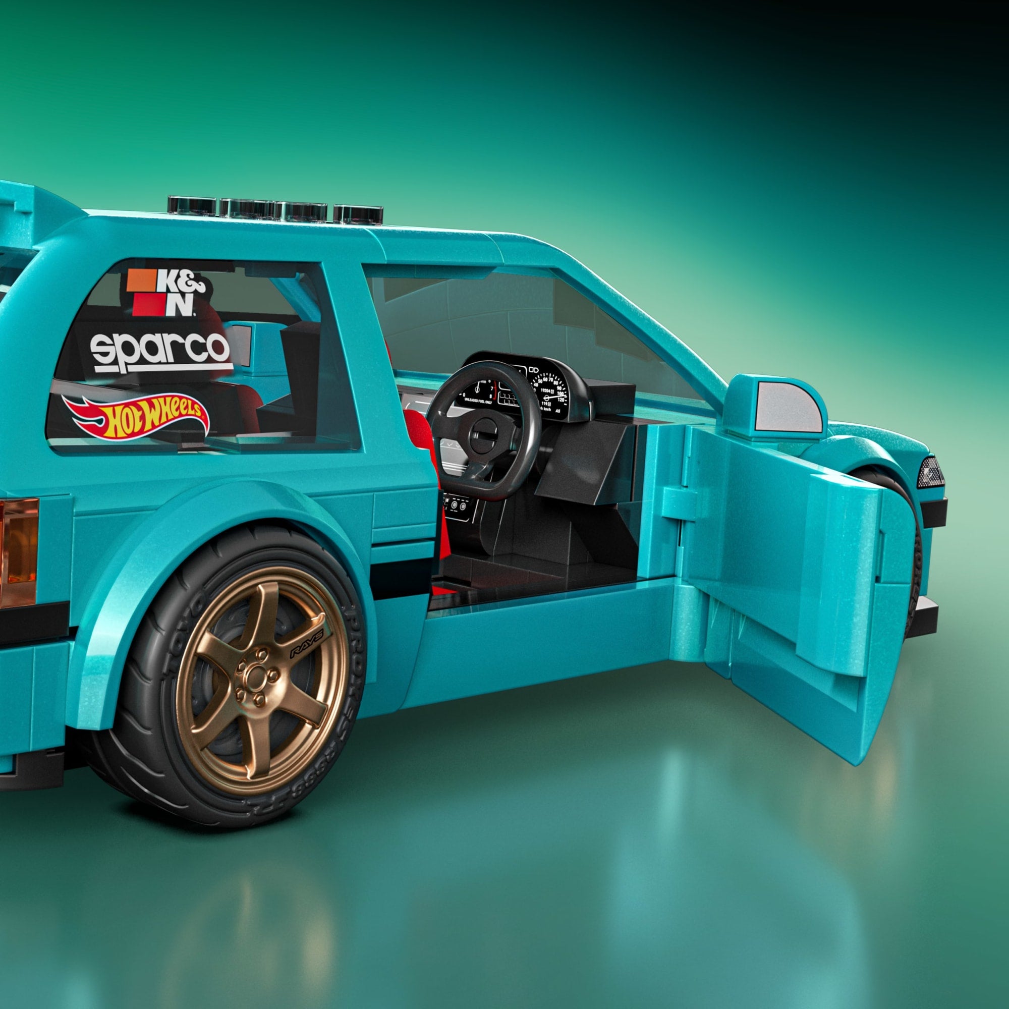 Mattel Brick Shop Hot Wheels Custom '90 Honda Civic EF Building Set - Image 6