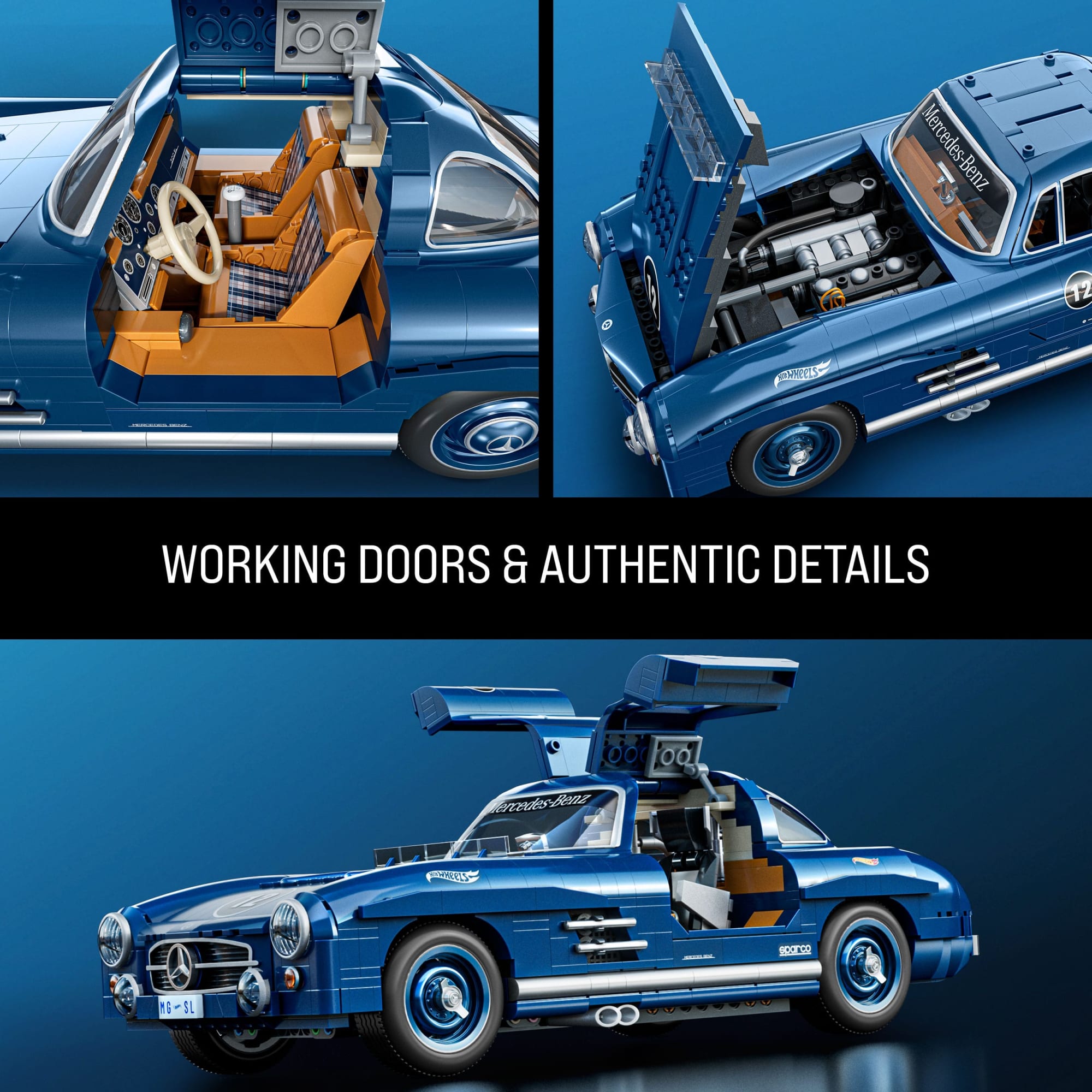 Mattel Brick Shop Hot Wheels Mercedes-Benz 300 SL Building Toy Kit (1600 Pieces). for Collectors - Image 6