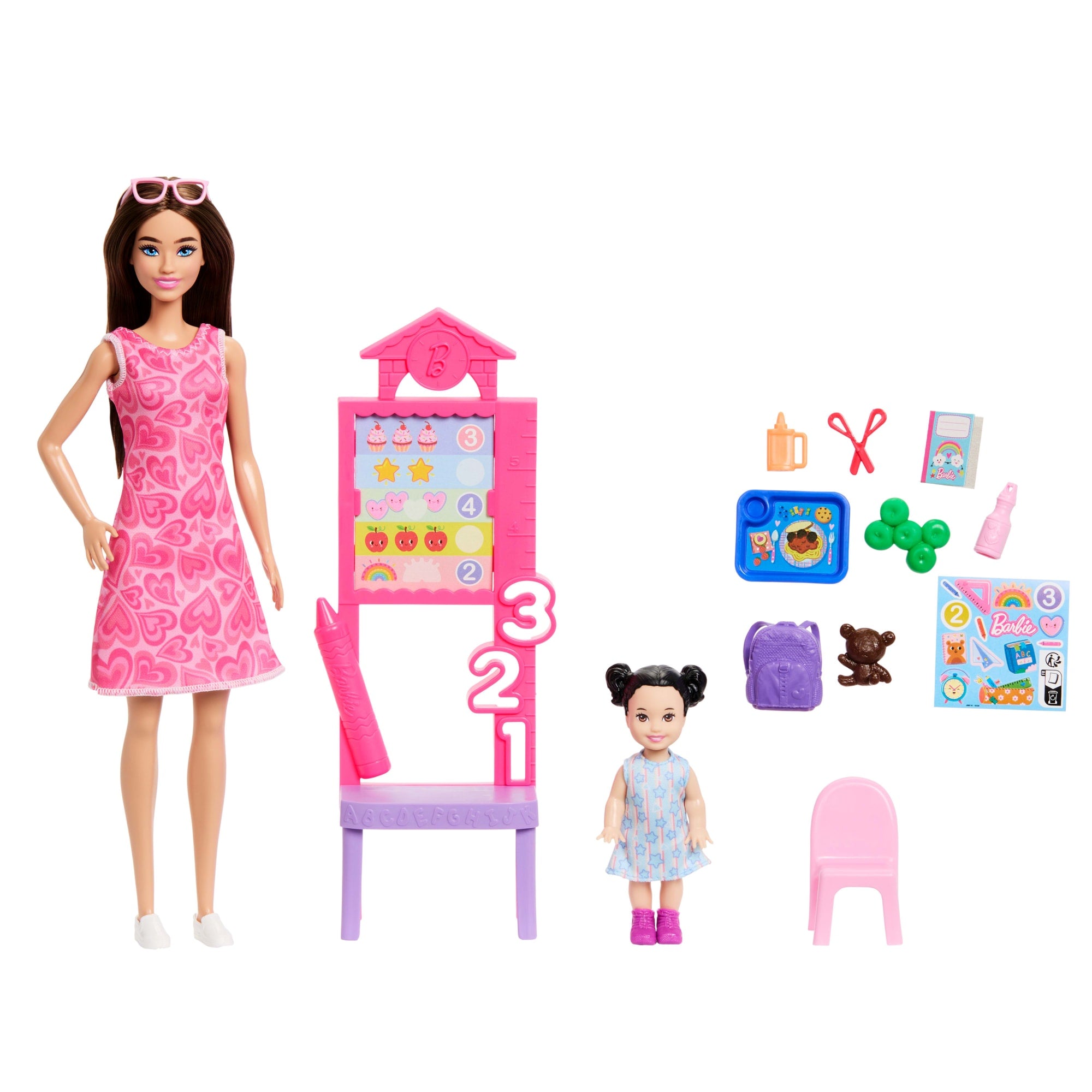 Barbie Careers Teacher Playset With Fashon Doll. Toddler Doll. Classroom Board & Accessories
