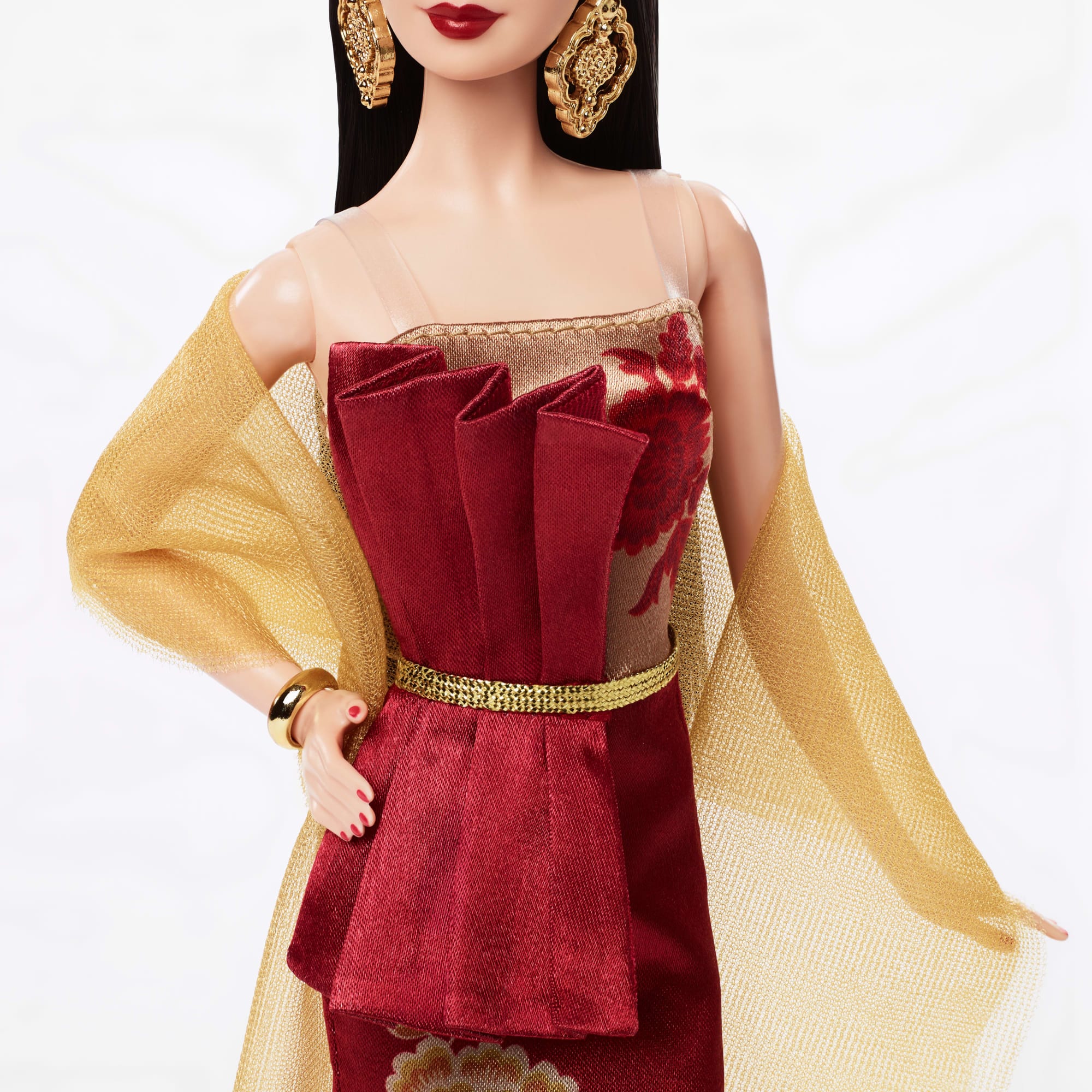 Barbie Signature Lunar New Year Fashion Doll. Red Dress With Golden Peonies. Collectible Holiday Gift - Image 3