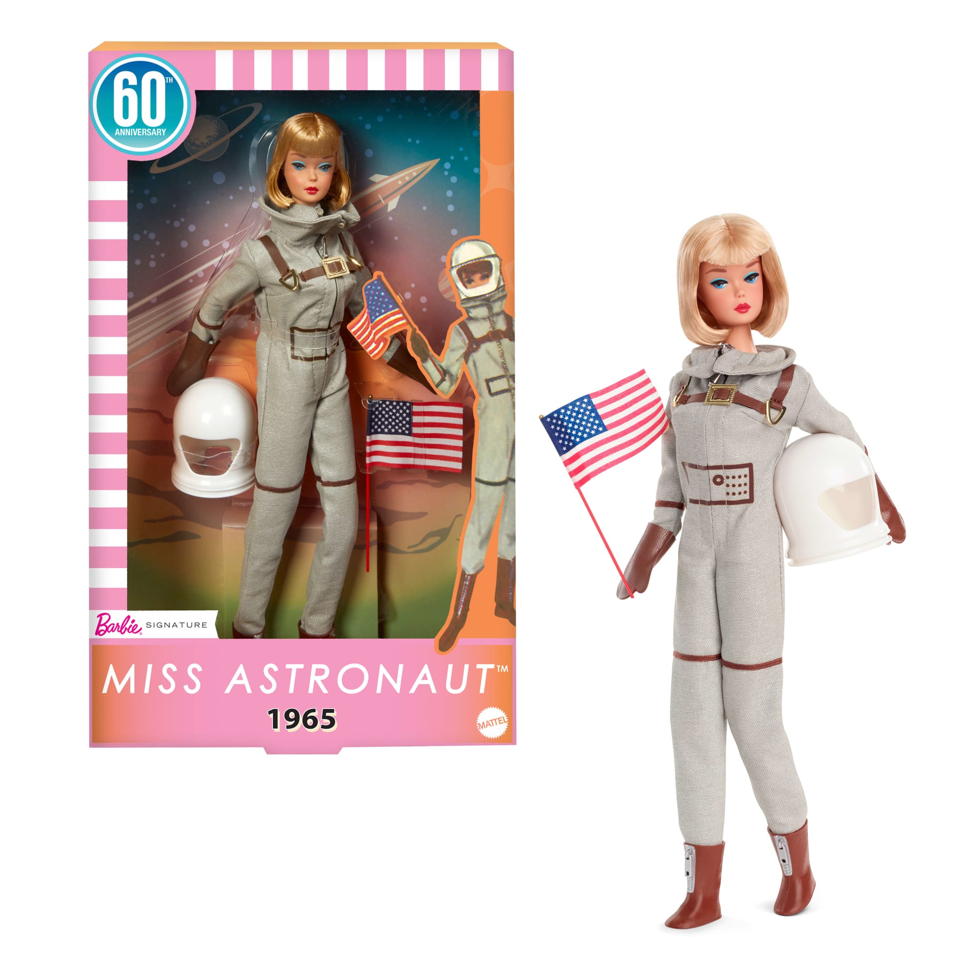 Barbie Signature Miss Astronaut Doll Collectible With Silver Suit. Space Boots. & Helmet Accessory