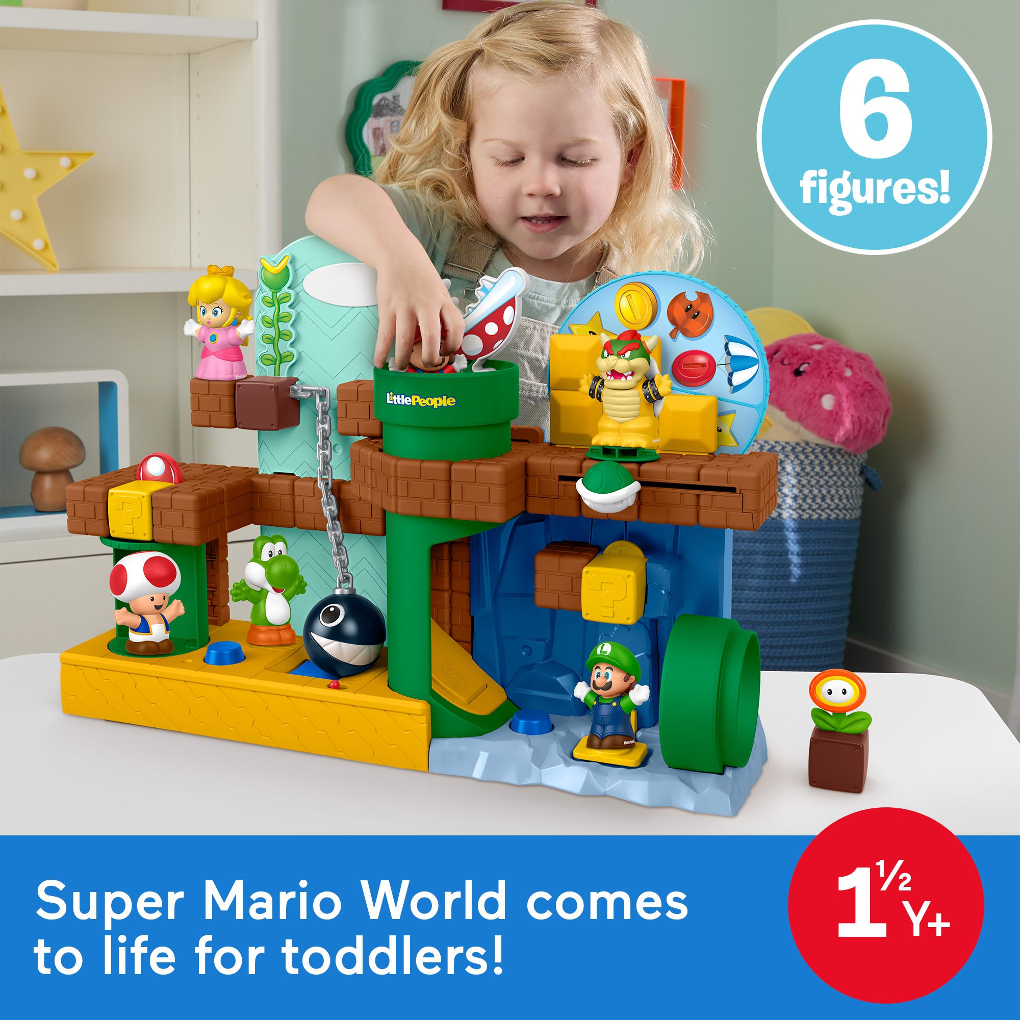 Fisher-Price Little People My Mario Adventure Playset Bundle With 6 Figures For Toddler Musical Play - Image 2